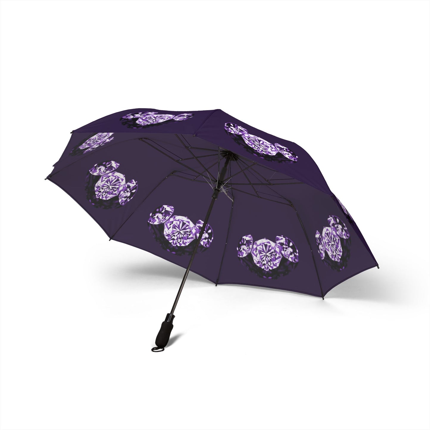 Stylish Deep Purple Tri-Diamonds Foldable Umbrella - Compact & Chic