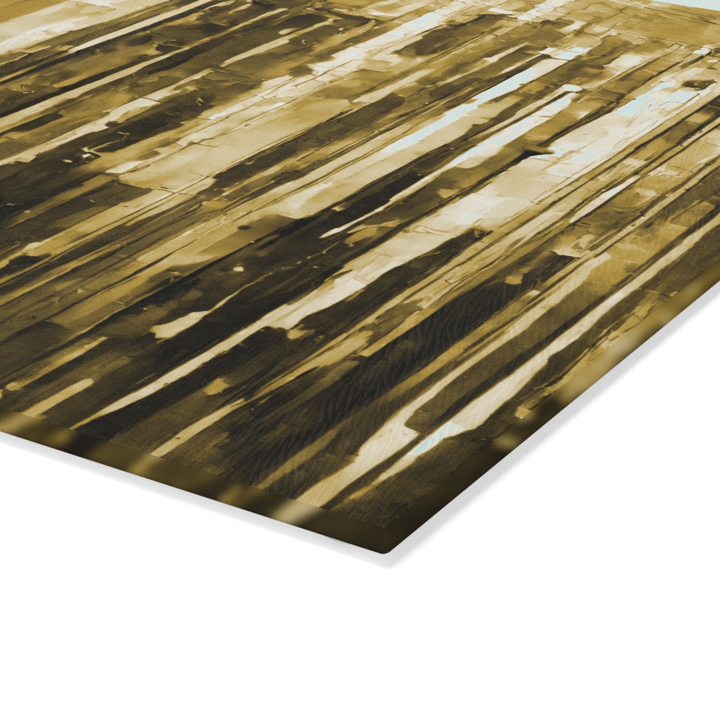 Striped Light Brown 8" x 11" Glass Cutting Board