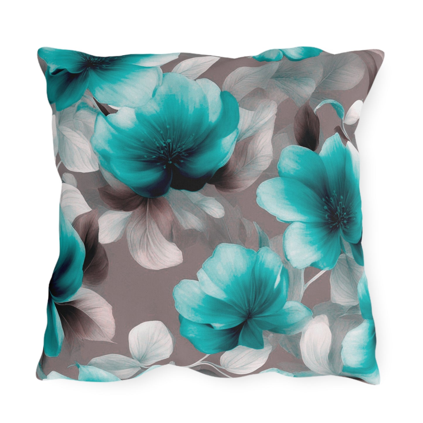 Tif Green Gray Floral Bunch 20" x 20" Outdoor Pillow
