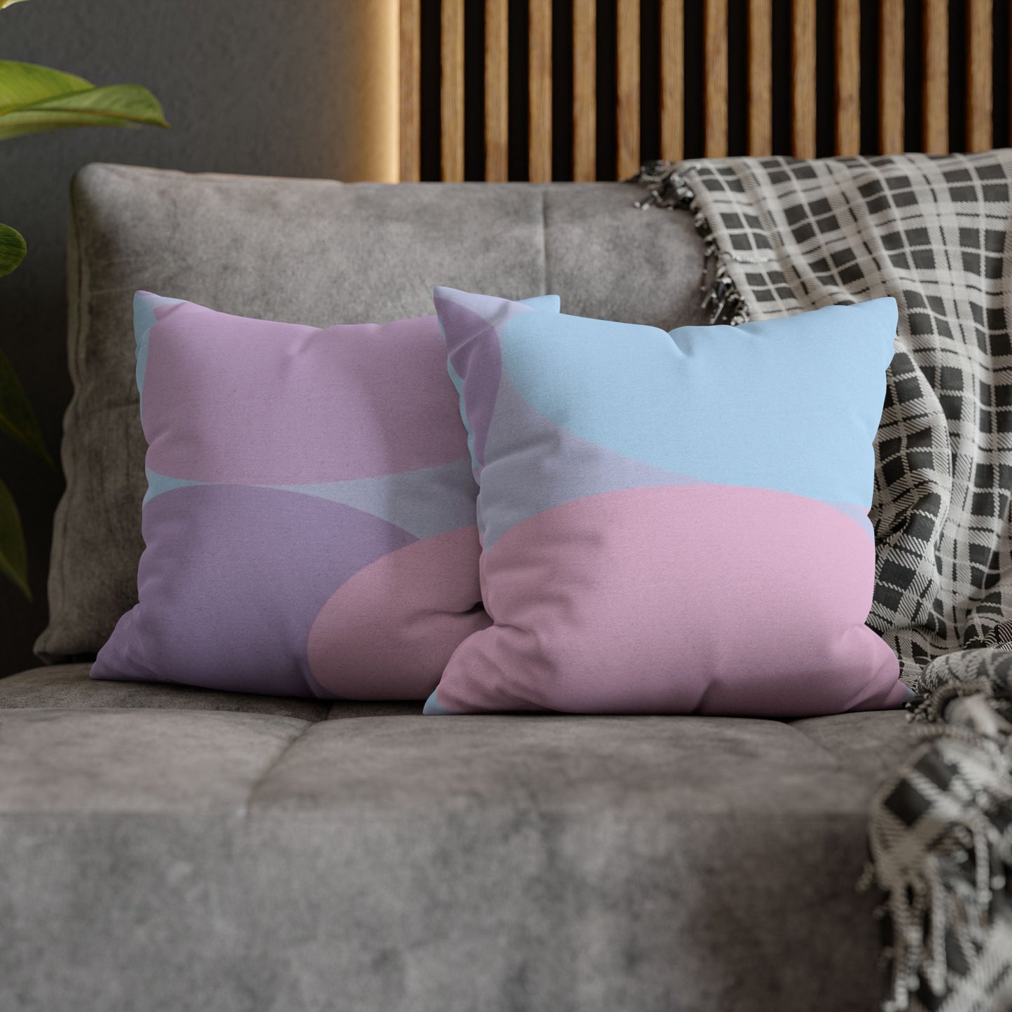 Pastel Purple and Mauve Patches Spun Polyester Square Pillowcase, 14" x 14"