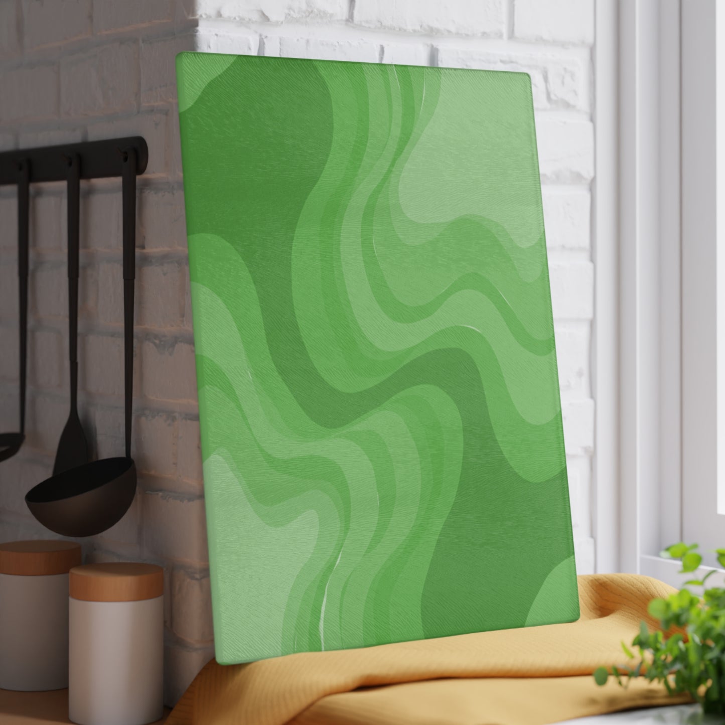 Greenie Meanie Wavey Glass Cutting Board, 11" x 15"
