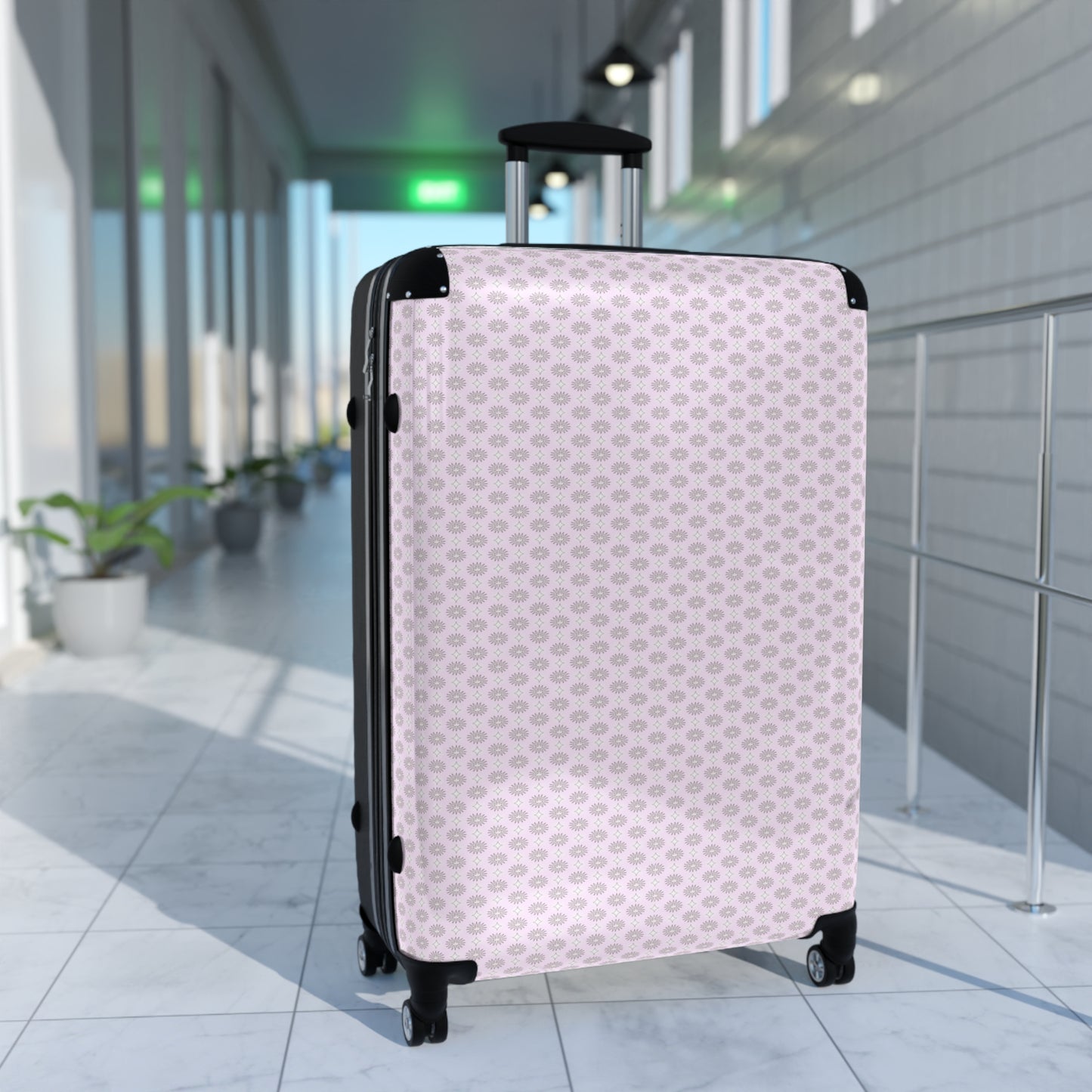 Pink Mornings Star-crossed Bodies Large Suitcase with built in lock, 4 double-wheels, telescopic handle, and ABS back hard-shell
