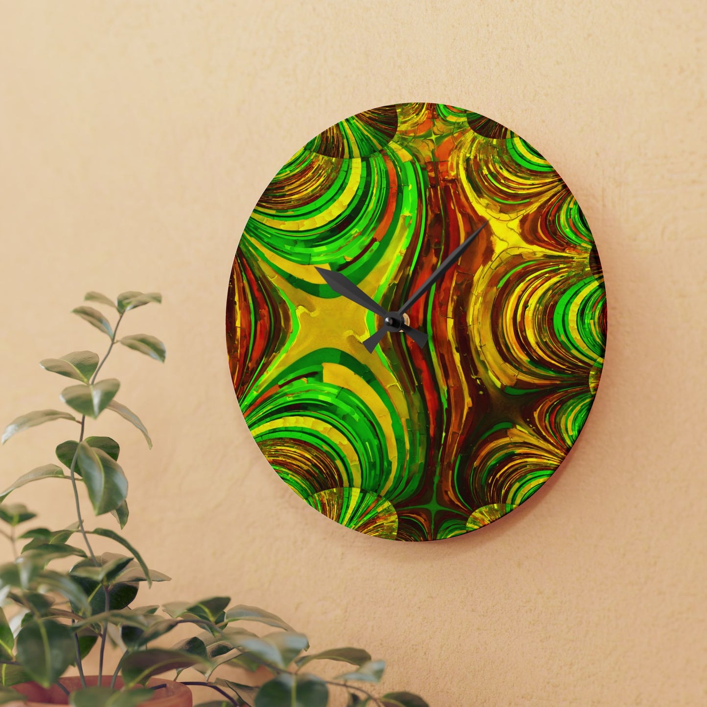 Uzi Spiral Beta Acrylic Wall Clock, Round or Square, 10.75" x 10.75"