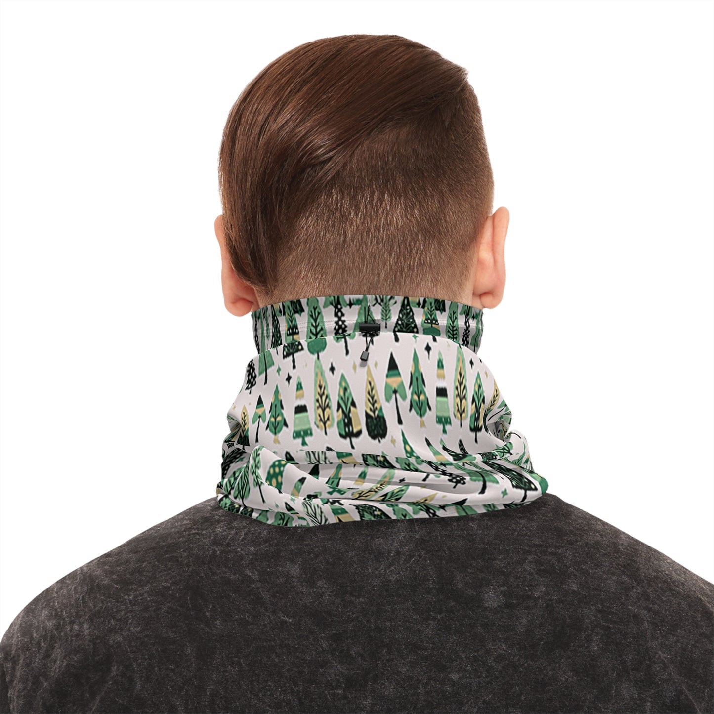 Mini Vintage Green Trees Winter Neck Gaiter With Drawstring