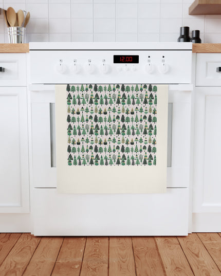 Mini Vintage Green Trees 19.6" x 27.5" Cotton Tea Towel