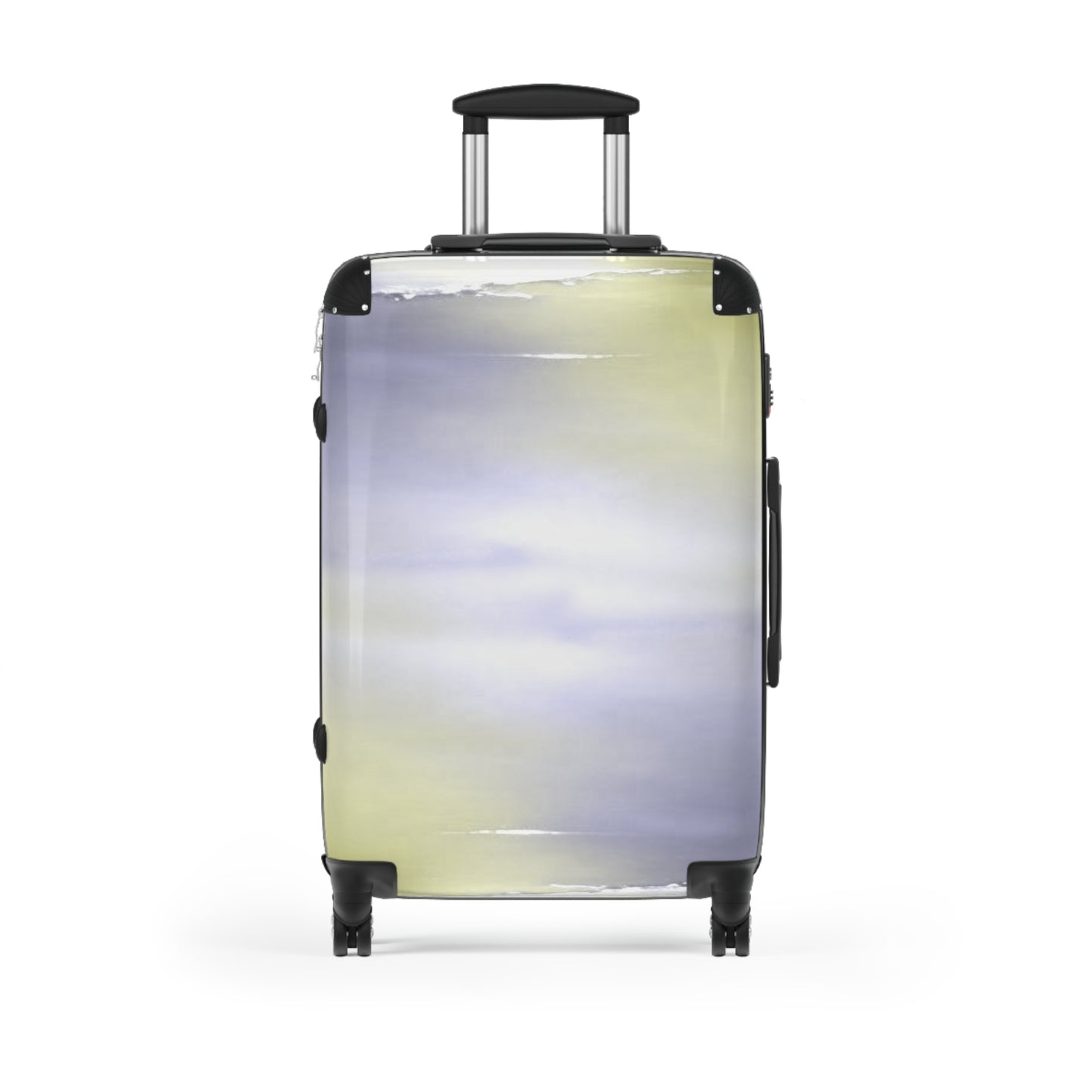 Lavender Sea Golden Fog Medium Suitcase with built in lock, 4 double-wheels, telescopic handle, and ABS back hard-shell