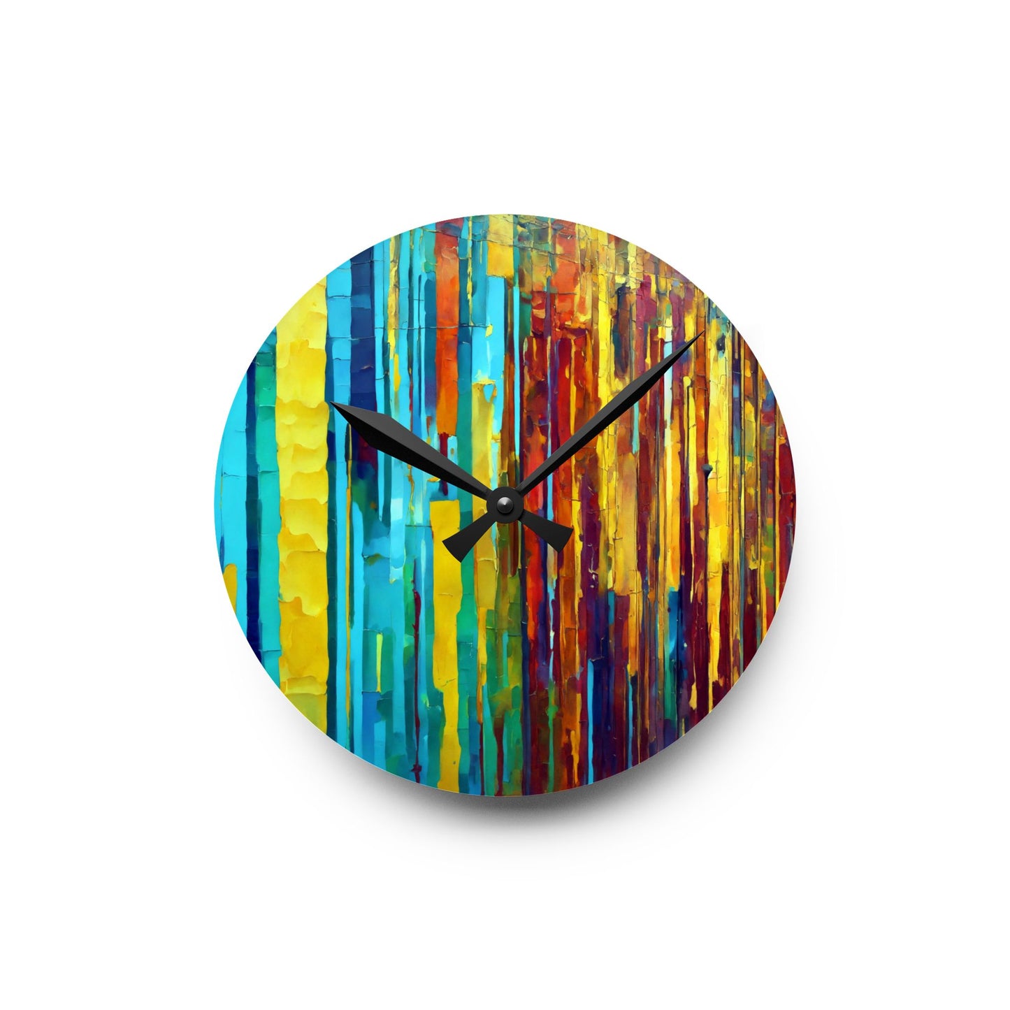 Striped Alpha Acrylic Round Wall Clock, 8" x 8"