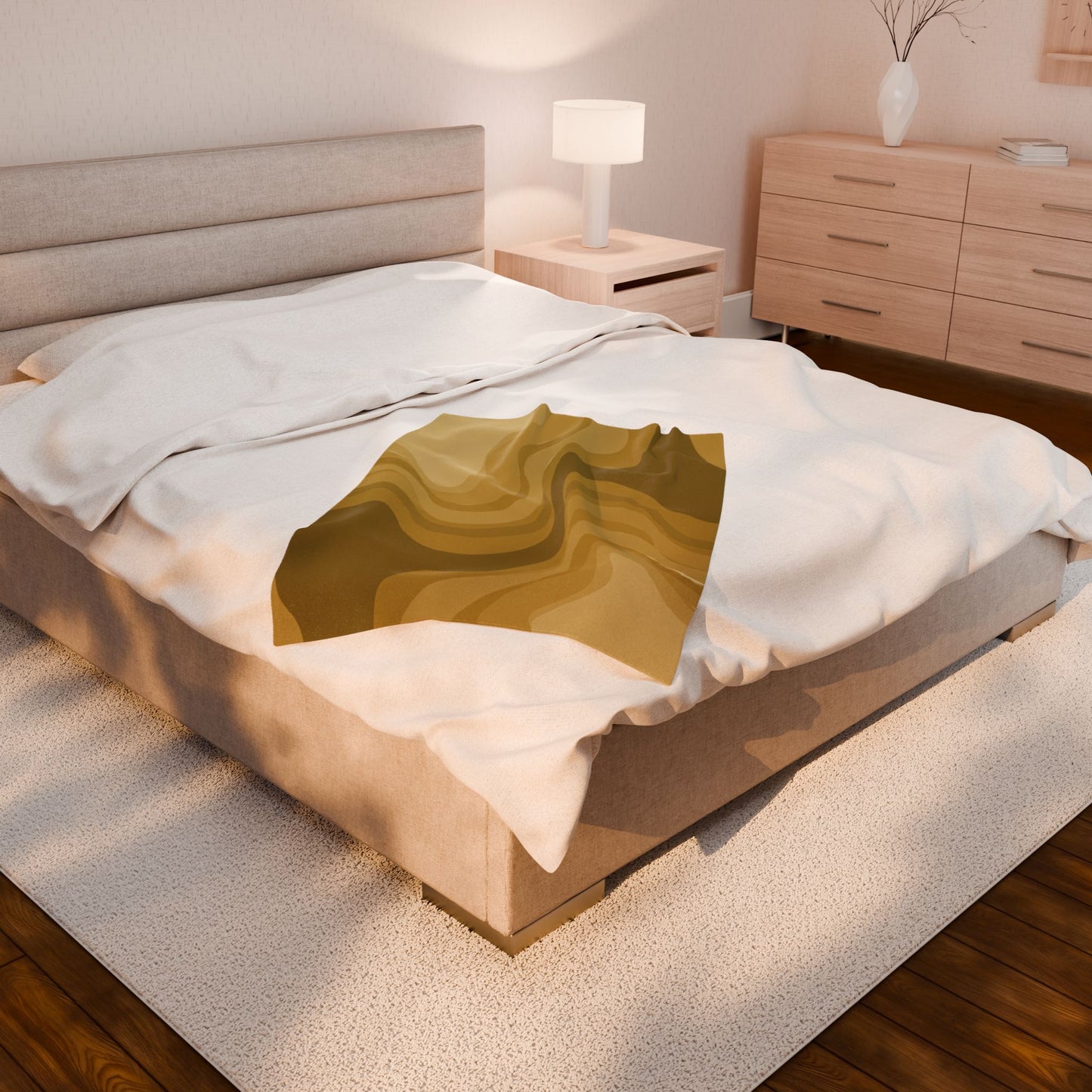 Brown Wavey Velveteen Plush Blanket, 30" x 40"