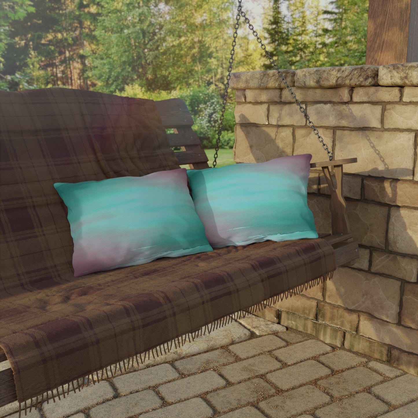 Green Sea Lavender Fog 20" x 14" Outdoor Pillow