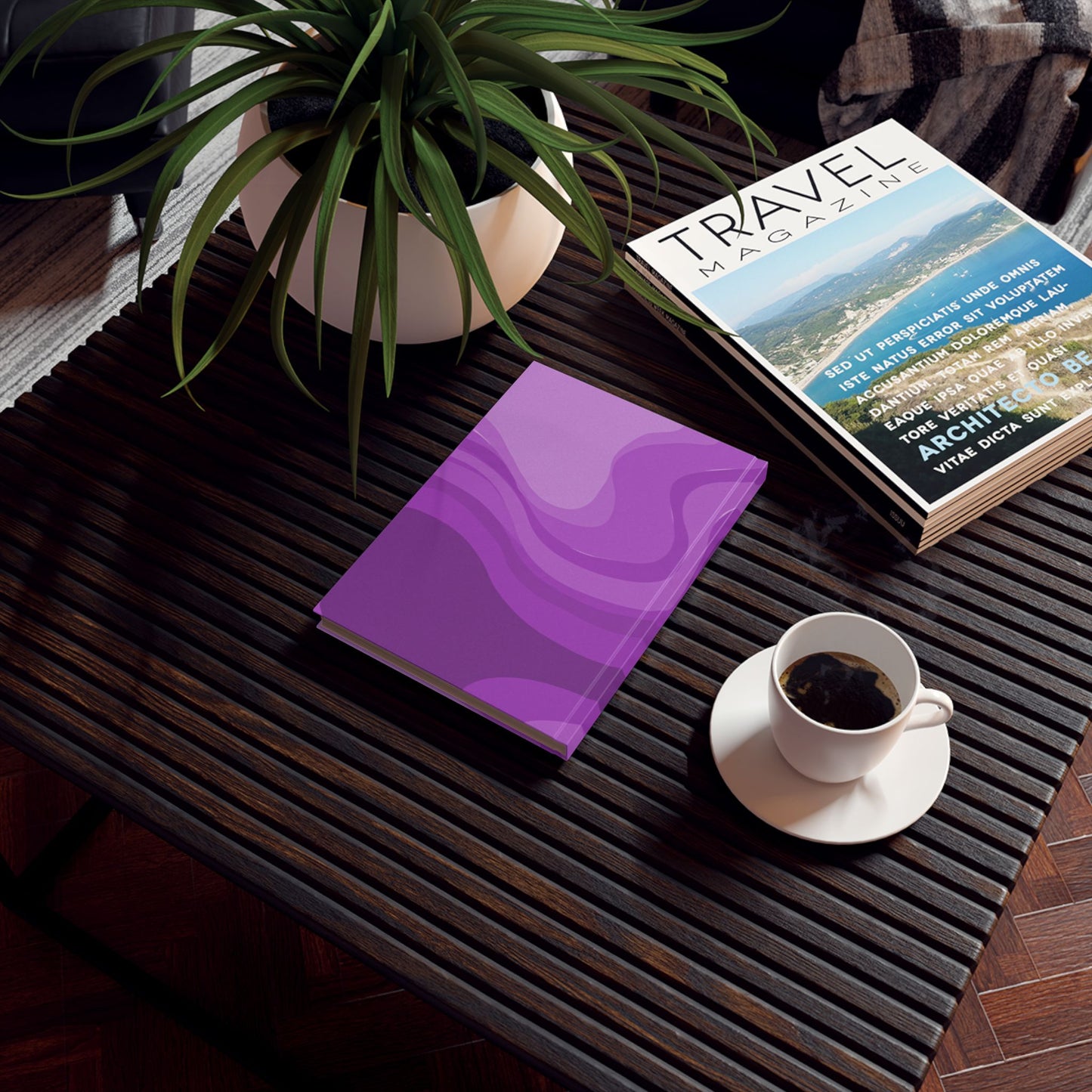 Wavey Purple Wavey 5.2" x 7.4" Hard Backed Journal with 128 blank pages