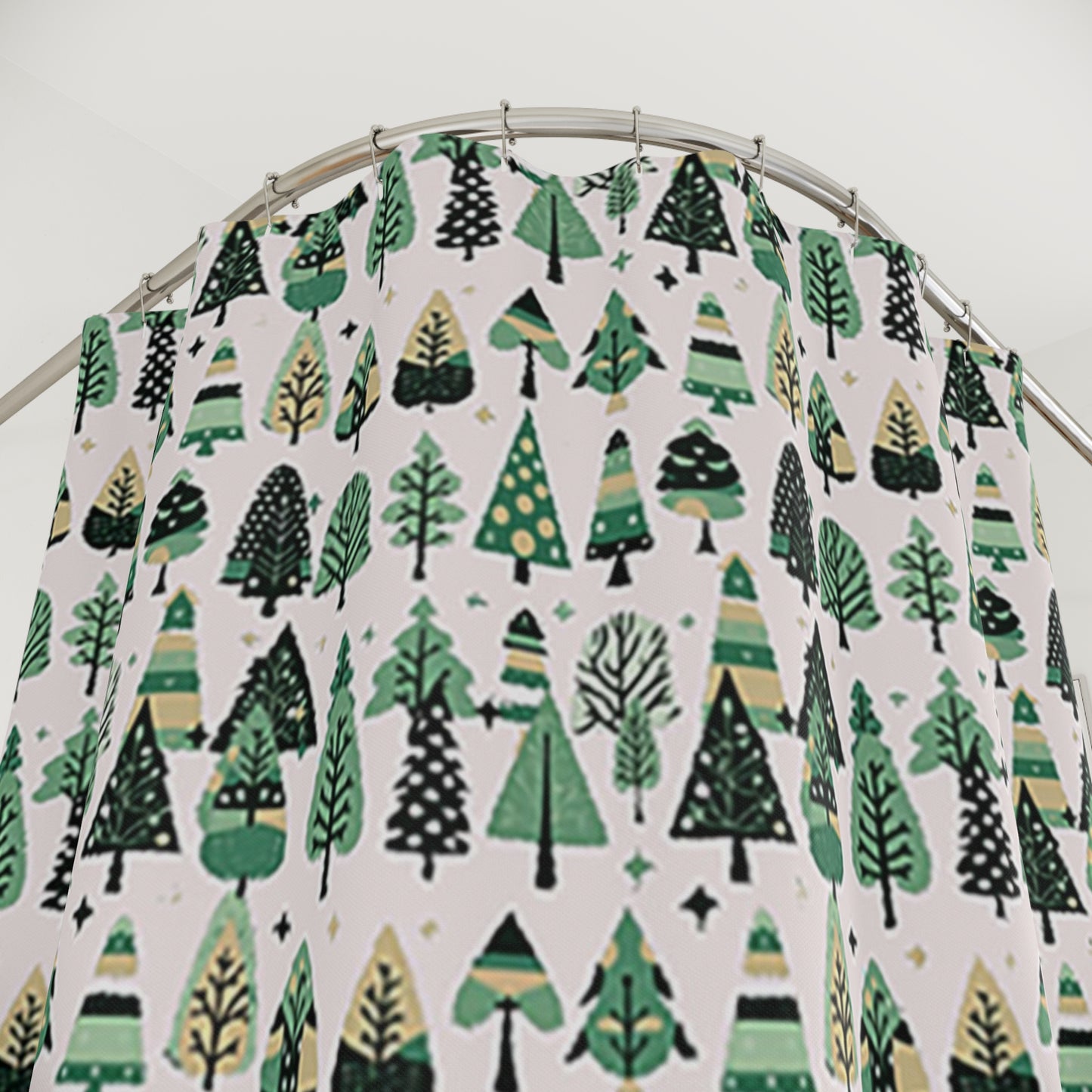 Mini Vintage Green Trees Shower Curtains, 71" x 74"