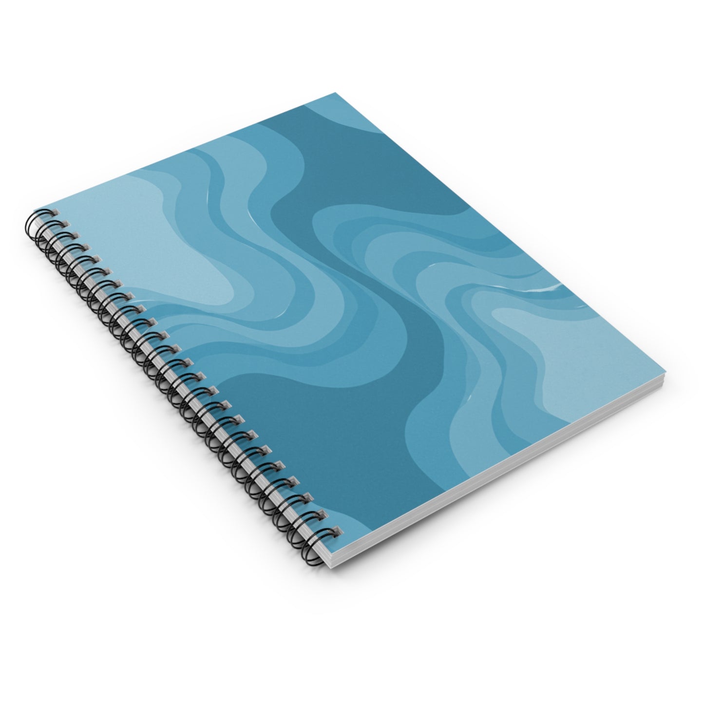 Sky Blue Wavey Spiral Notebook - Ruled Line, 6" x 8", 118 pages