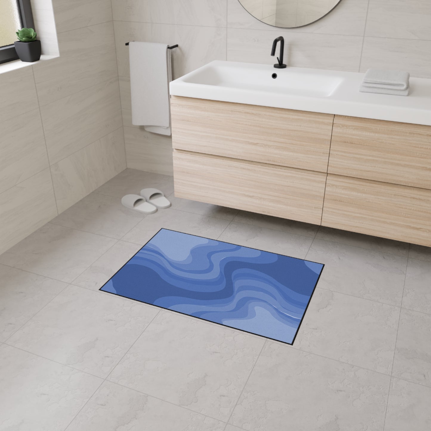 Deep Blue Wavey 24" x 36" Heavy Duty Floor Mat