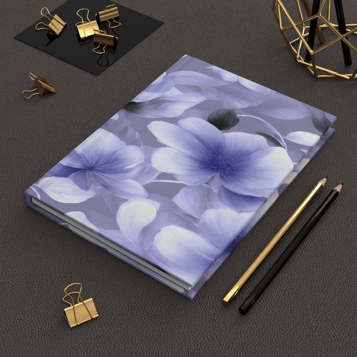 Indigo Blossom Floral Bunch Hardcover Journal Matte with 150 lined pages, 5.75" x 8"
