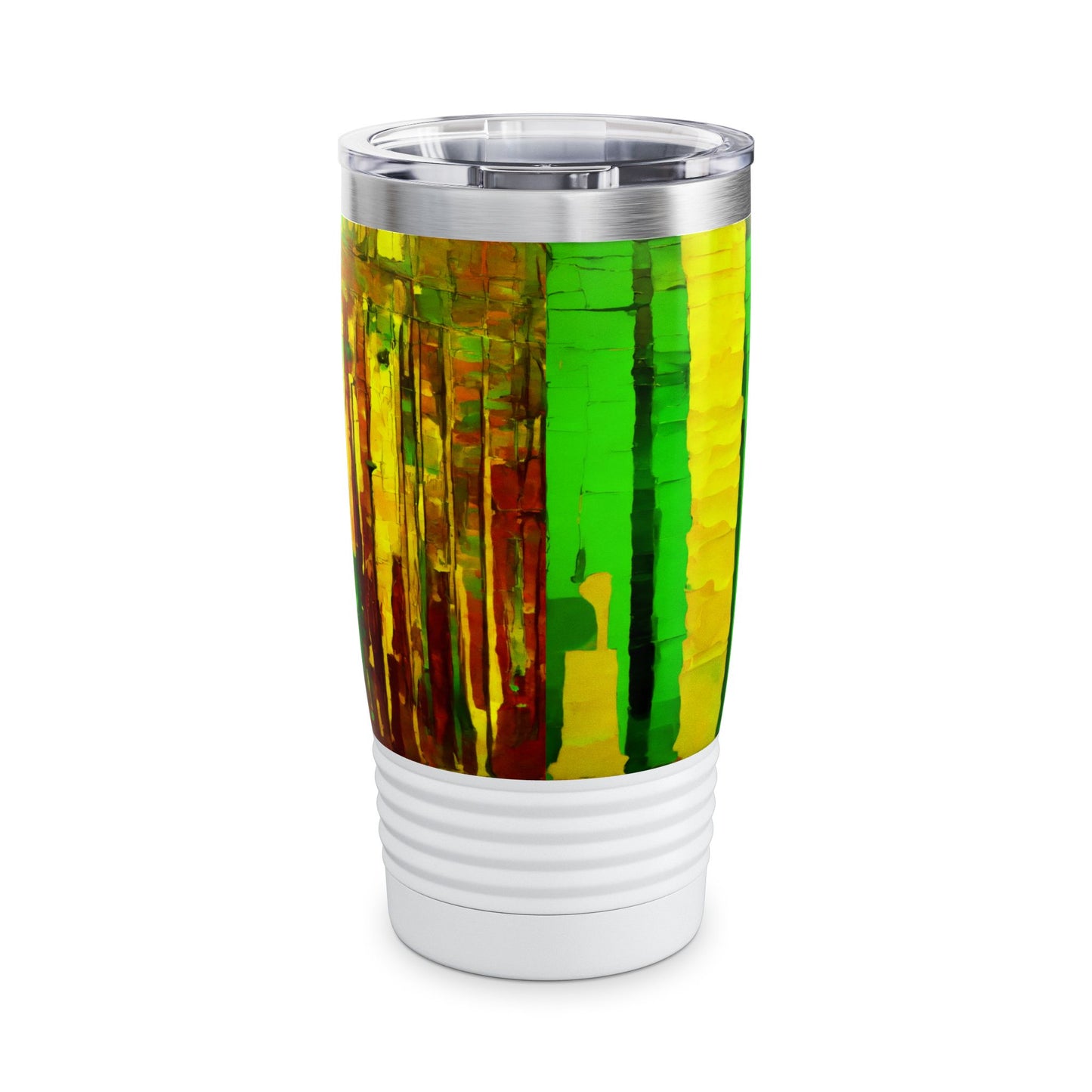 Striped Beta Ringneck Tumbler, 20oz in white, steel and black