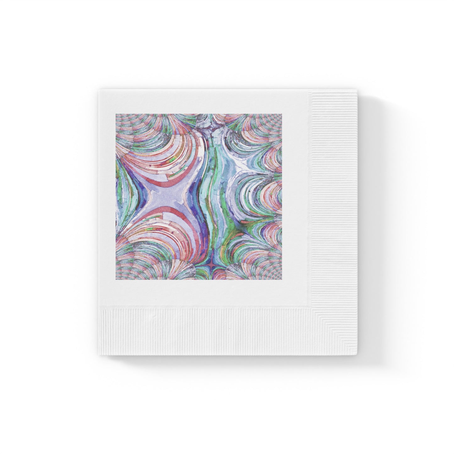 Uzi Spiral Pastels White Coined Napkins, 4.8" x 4.8"