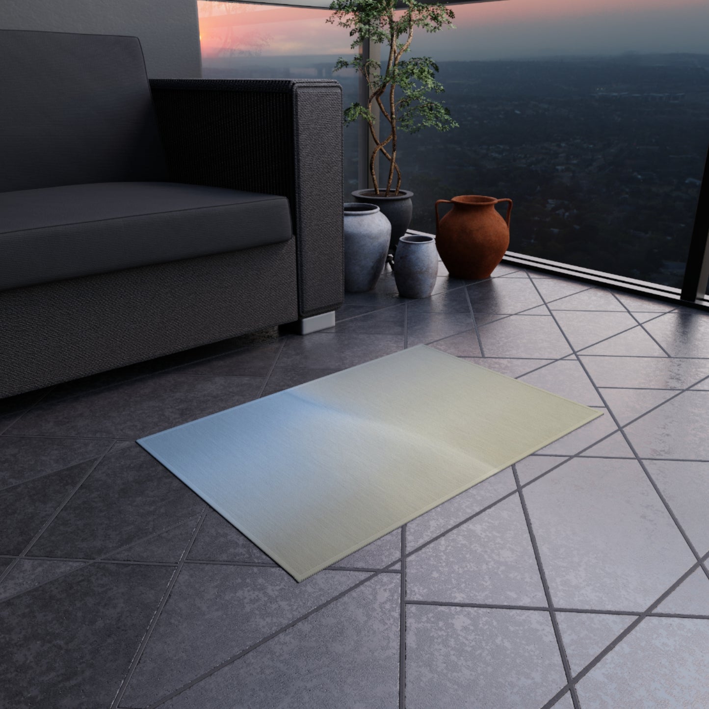 Cobalt Fade Outdoor Rug, 24" x 36"