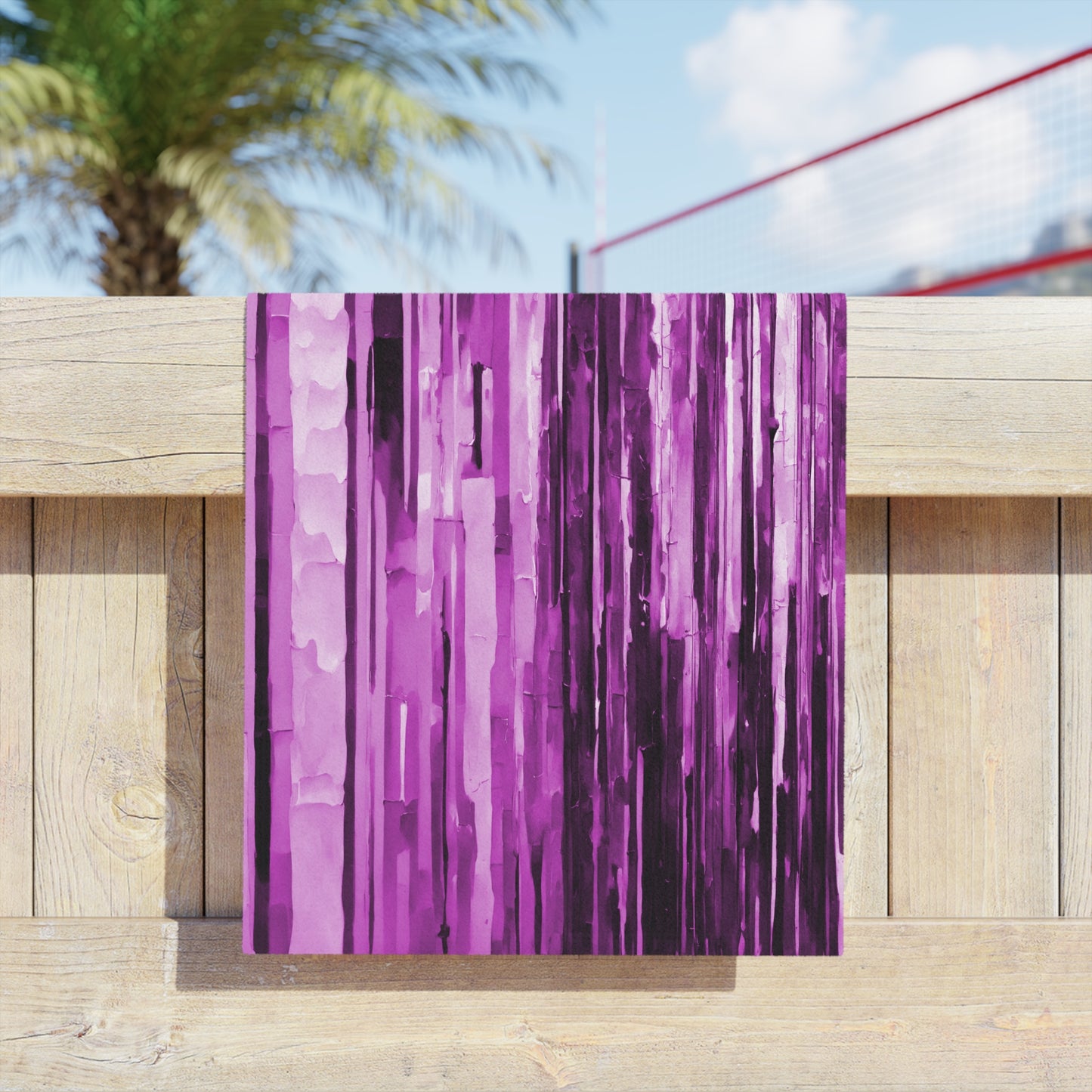 Striped Powder Lavender Beach Towel, 18" x 27"