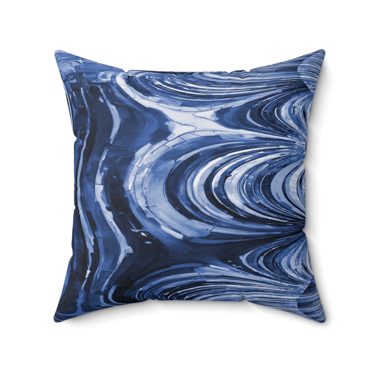 Uzi Spiral Deep Blue Faux Suede Square Pillow, 20" x 20"