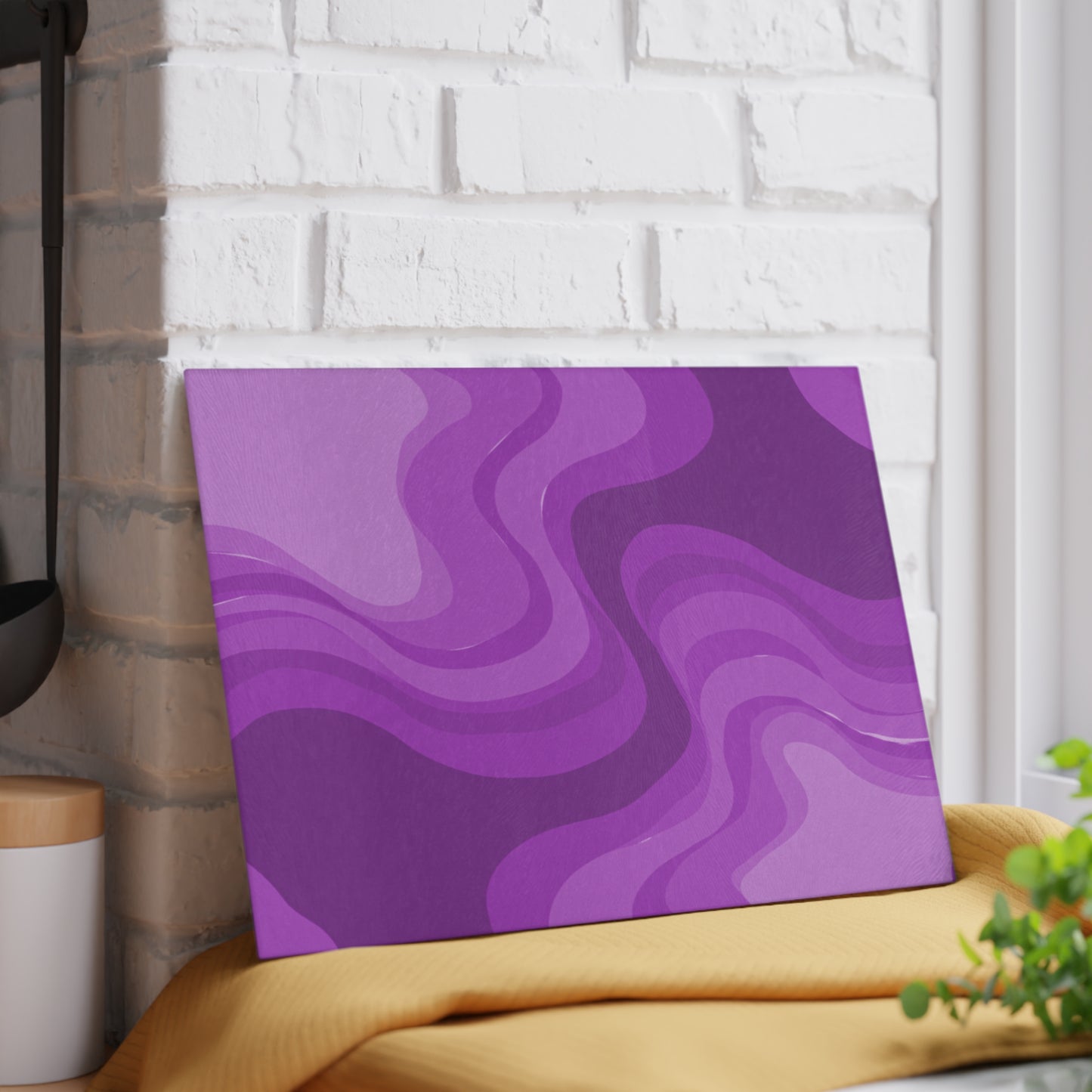 Wavey Purple Wavey 8" x 11" Glass Cutting Board