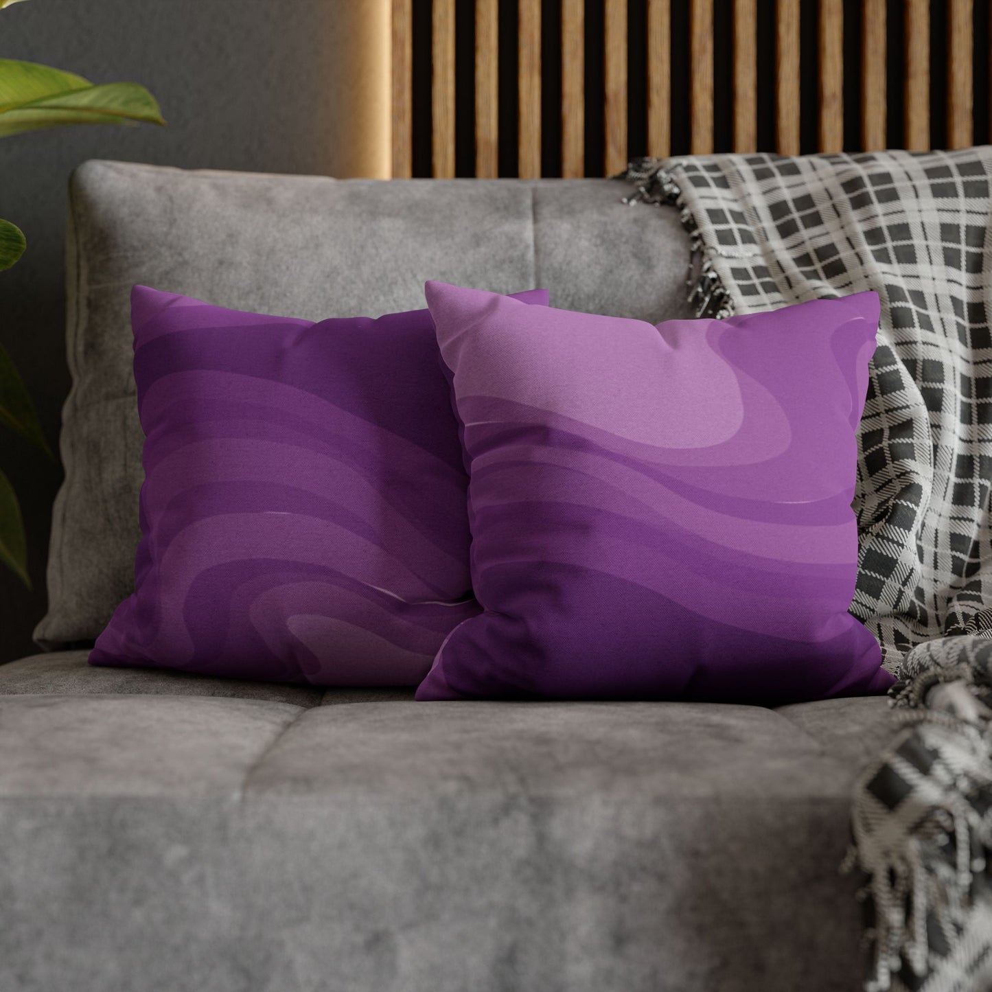Wavey Purple Wavey Spun Polyester Square Pillowcase, 14" x 14"
