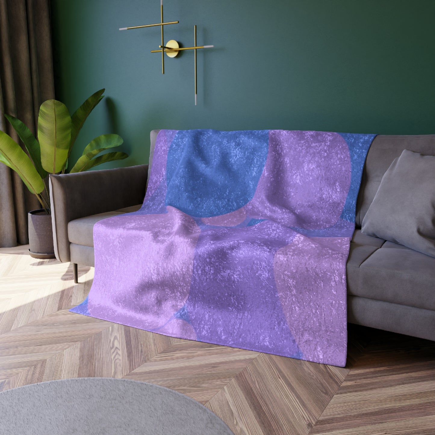 Pastel Purple Family Patches 50" x 60" Crushed Velvet Blanket