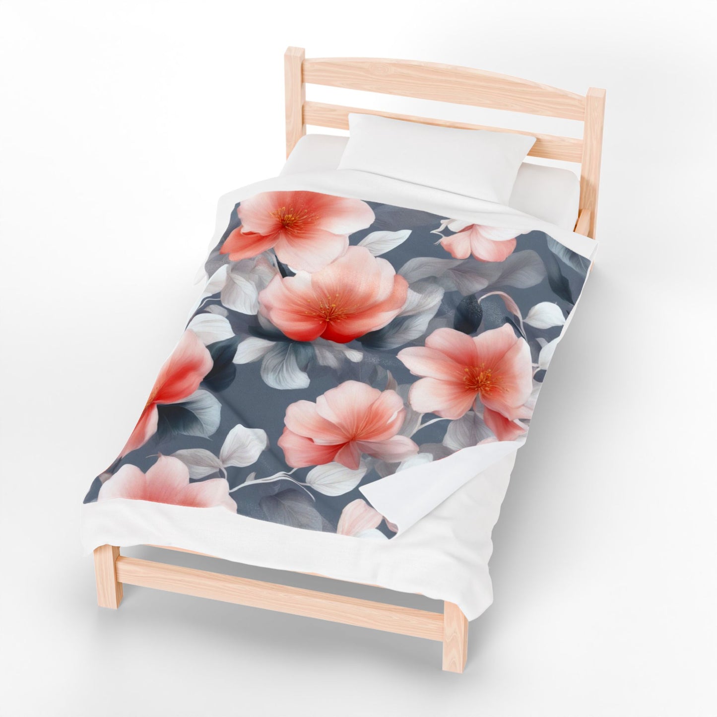 Red Blossom Floral Bunch Velveteen Plush Blanket, 50" x 60"