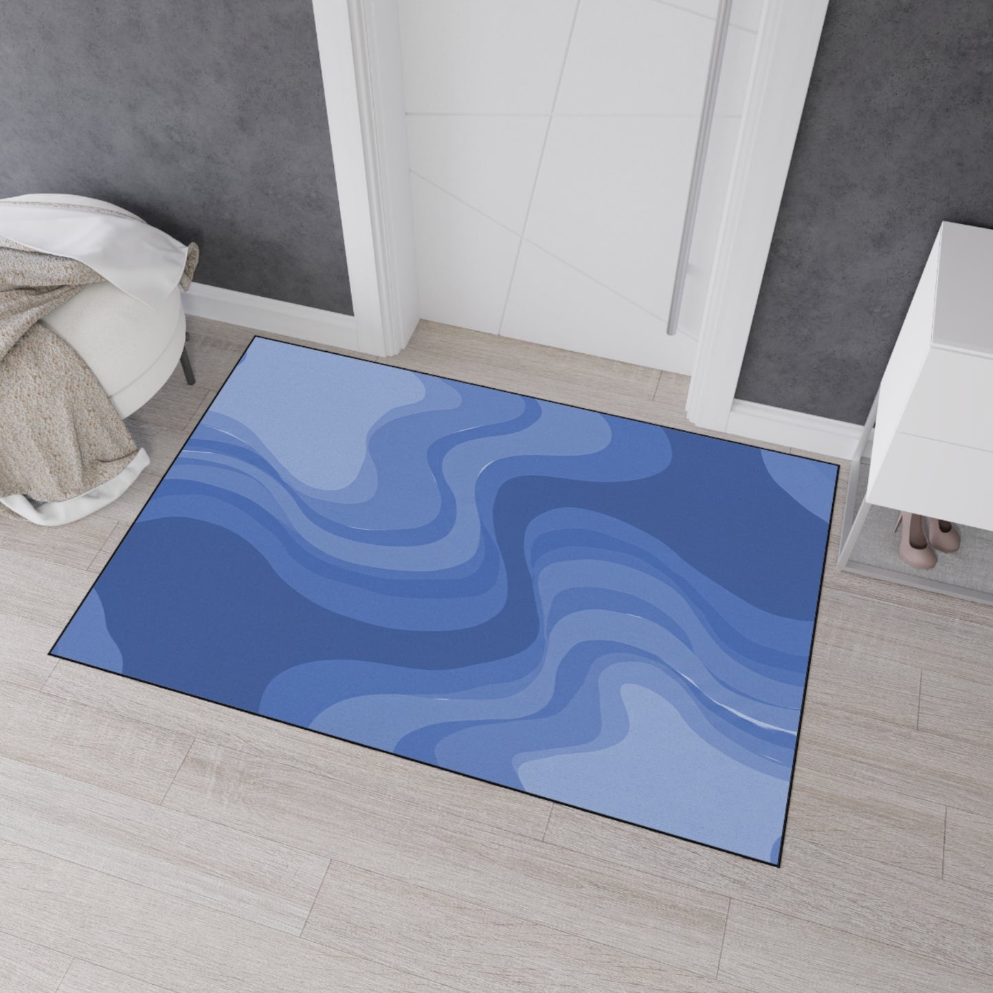 Deep Blue Wavey 48" x 72" Heavy Duty Floor Mat