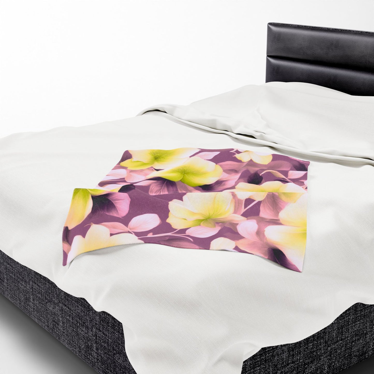 Lemon Blossom Floral Bunch Velveteen Plush Blanket, 30" x 40"