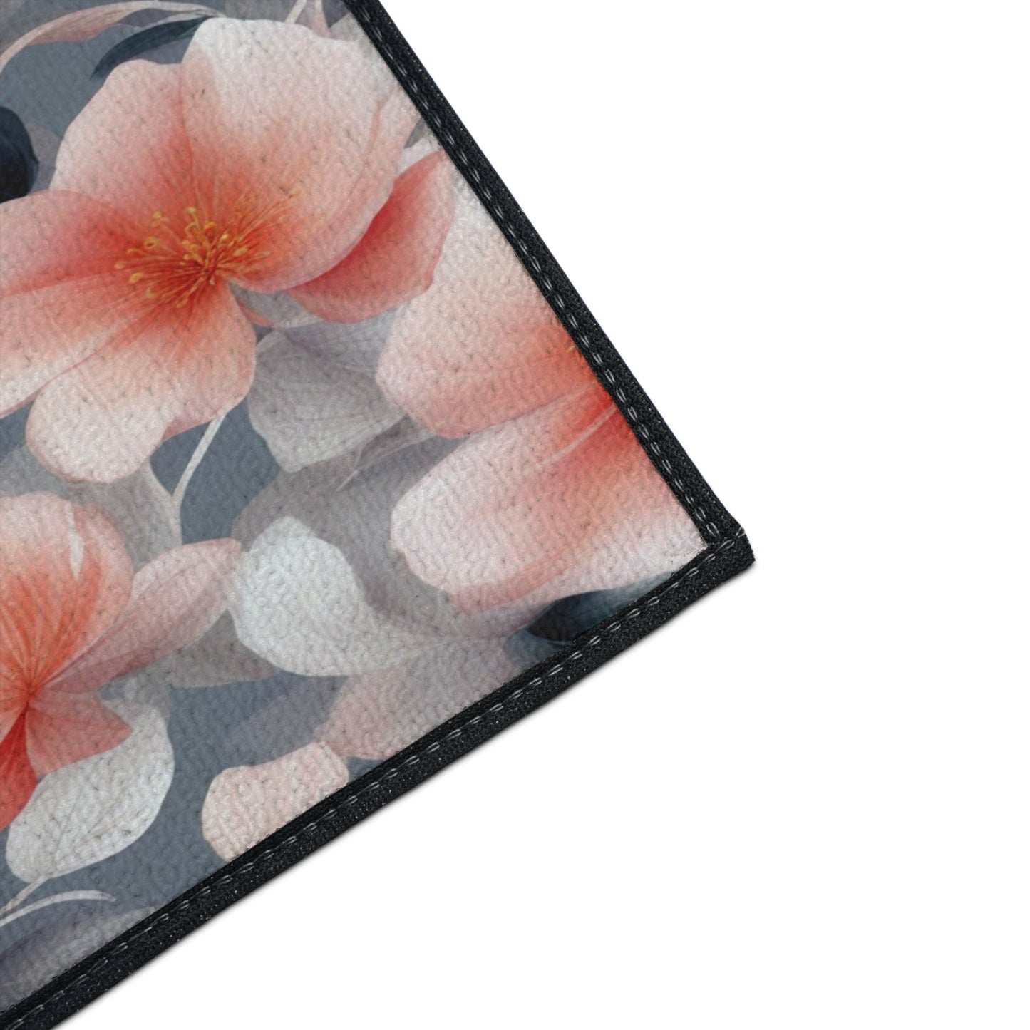 Red Blossom Floral Bunch Heavy Duty Floor Mat, 18" x 27"