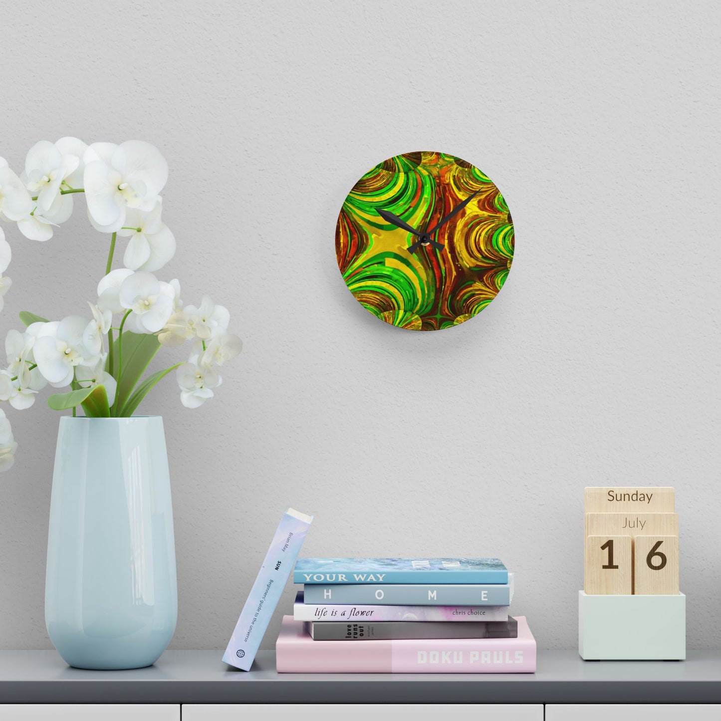 Uzi Spiral Beta Acrylic Round Wall Clock, 8" x 8"