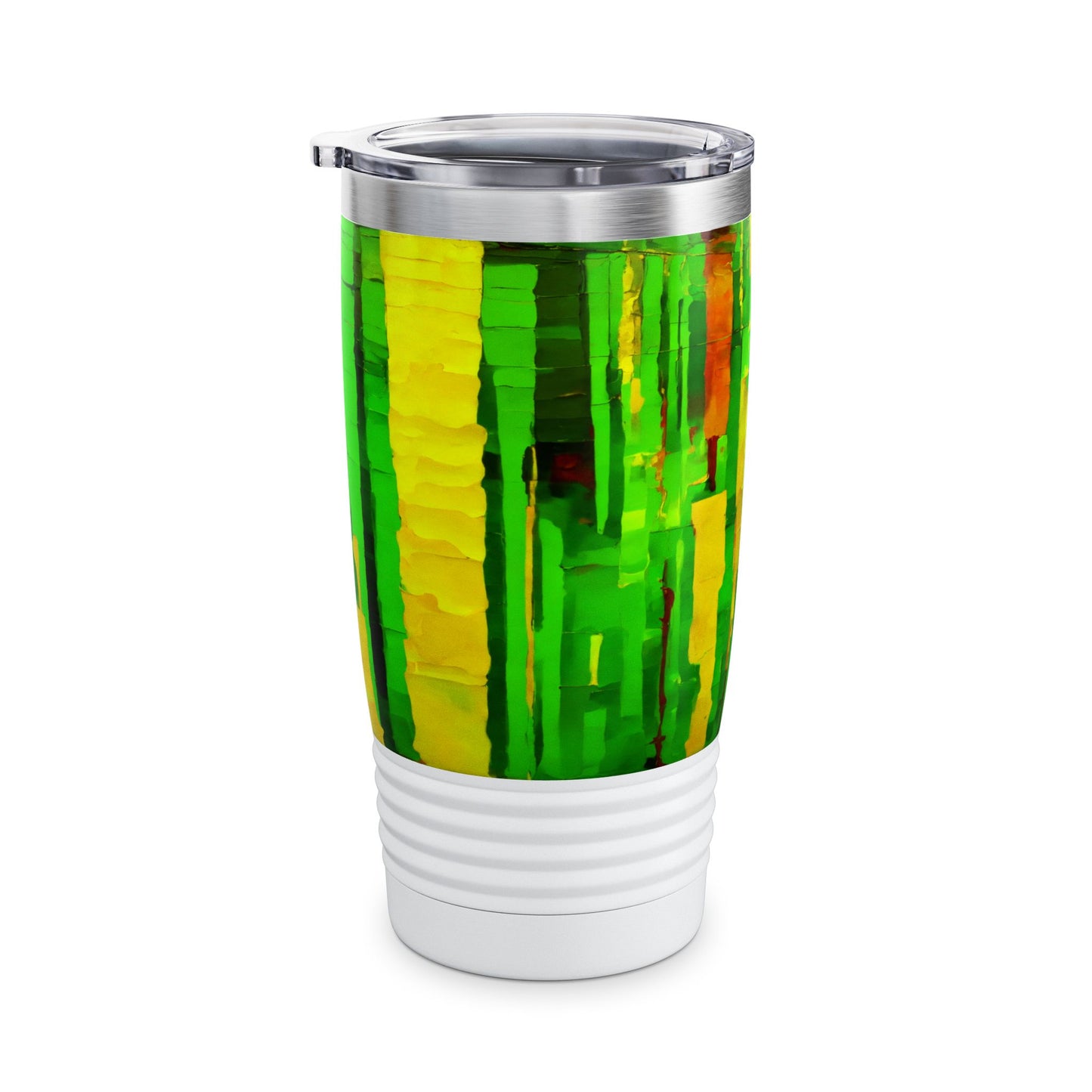Striped Beta Ringneck Tumbler, 20oz in white, steel and black