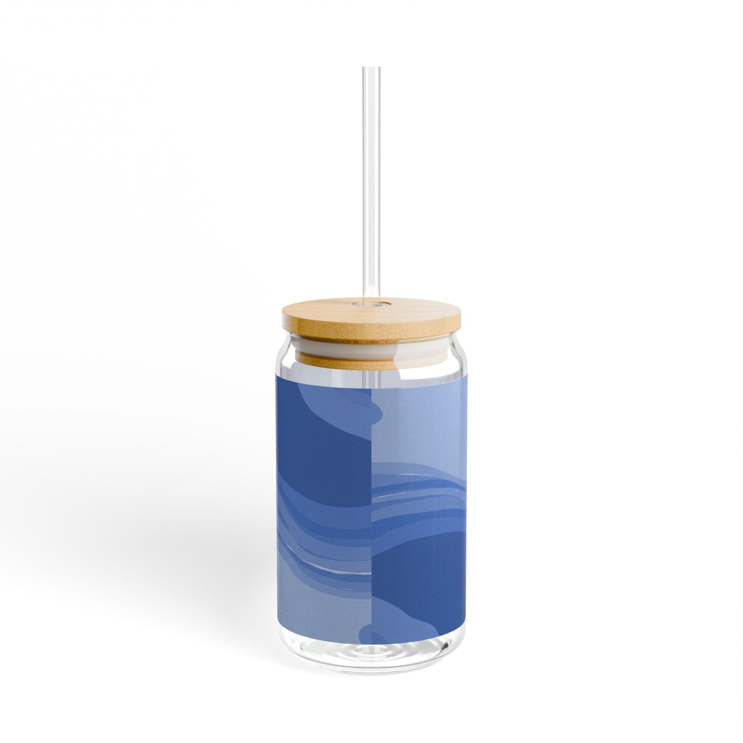 Deep Blue Wavey Sipper Glass, 16oz