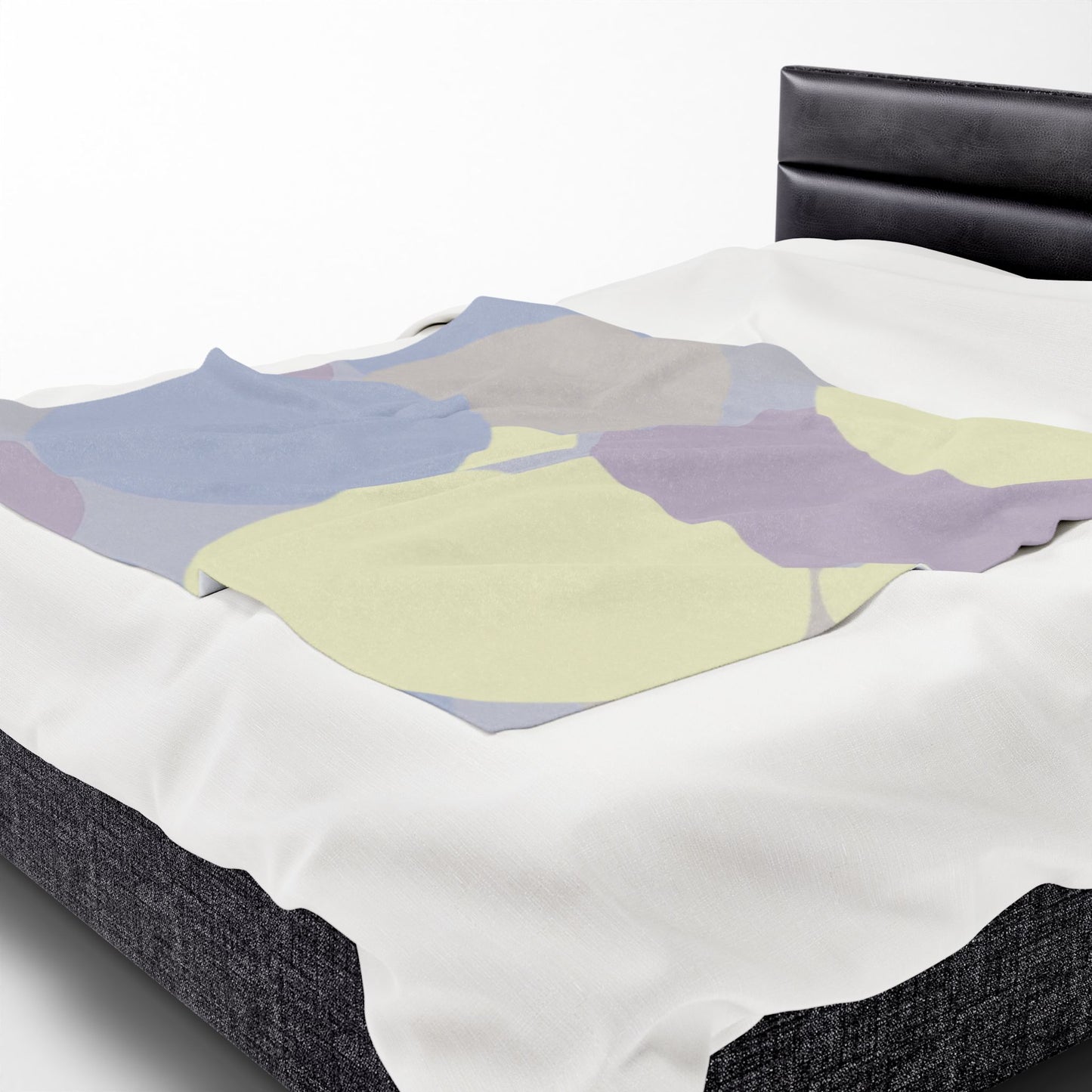Pastel Soft Blue and Soft White Patches Velveteen Plush Blanket, 50" x 60"