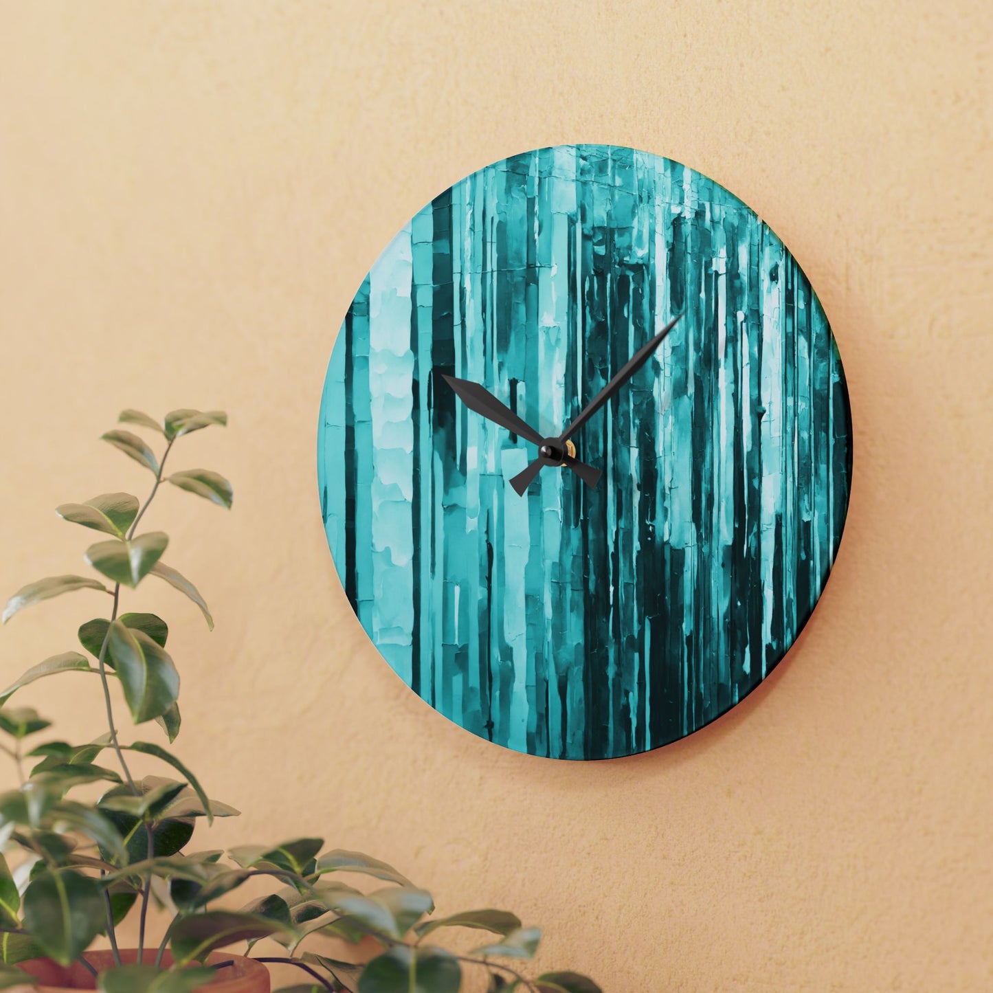 Striped Tif Acrylic Wall Clock, Round or Square, 10.75" x 10.75"