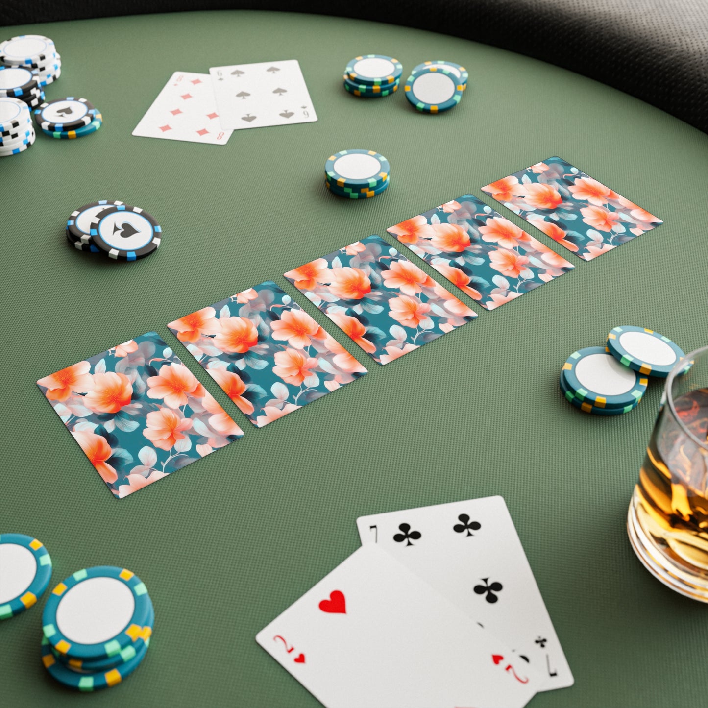 Orange Blossom Floral Bunch Poker Cards