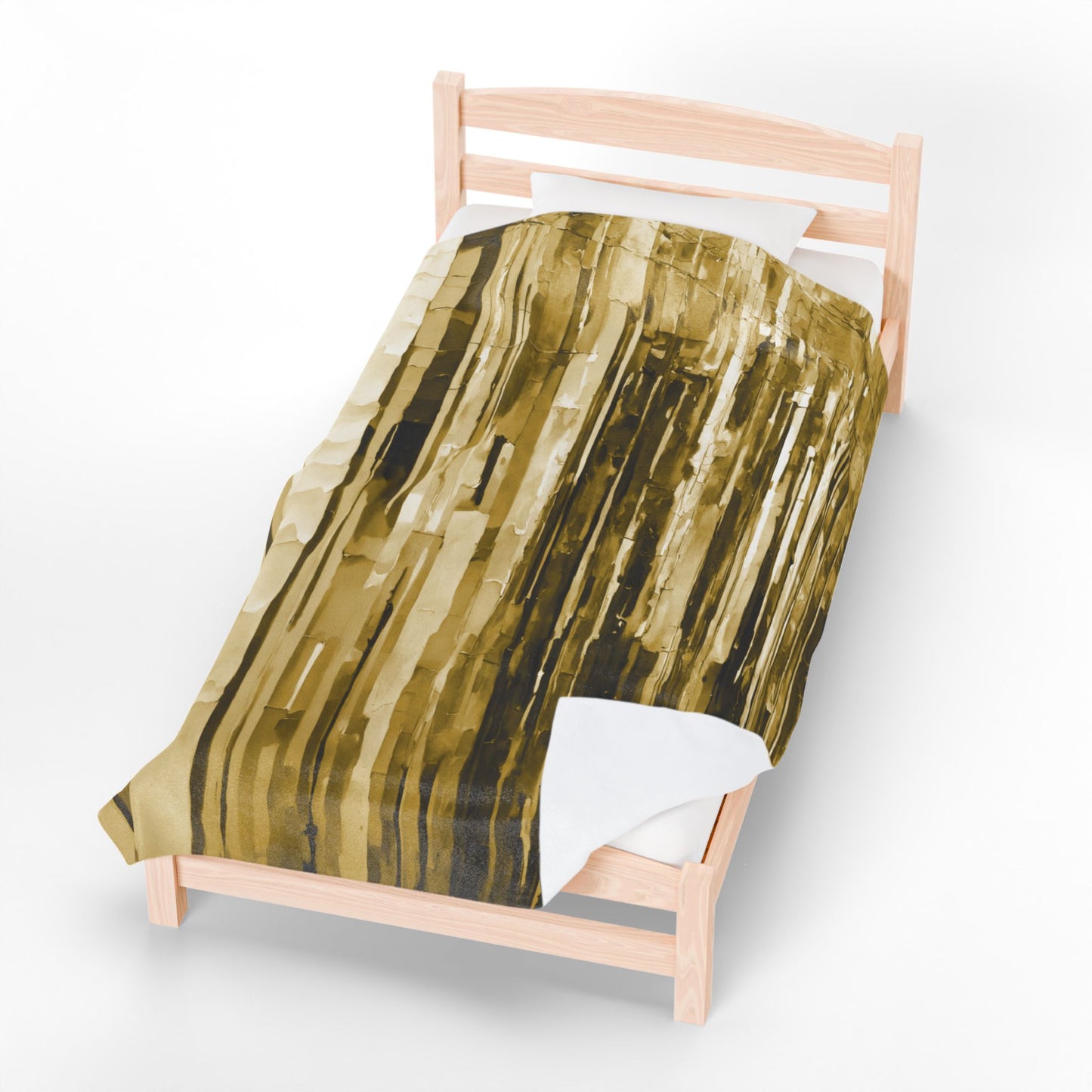 Striped Light Brown Velveteen Plush Blanket, 60" x 80"