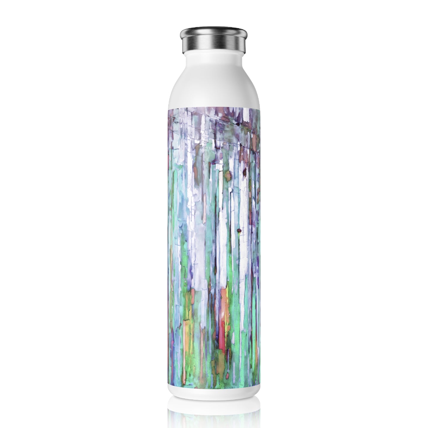 Striped Pastels Slim Water Bottle, 20 oz White