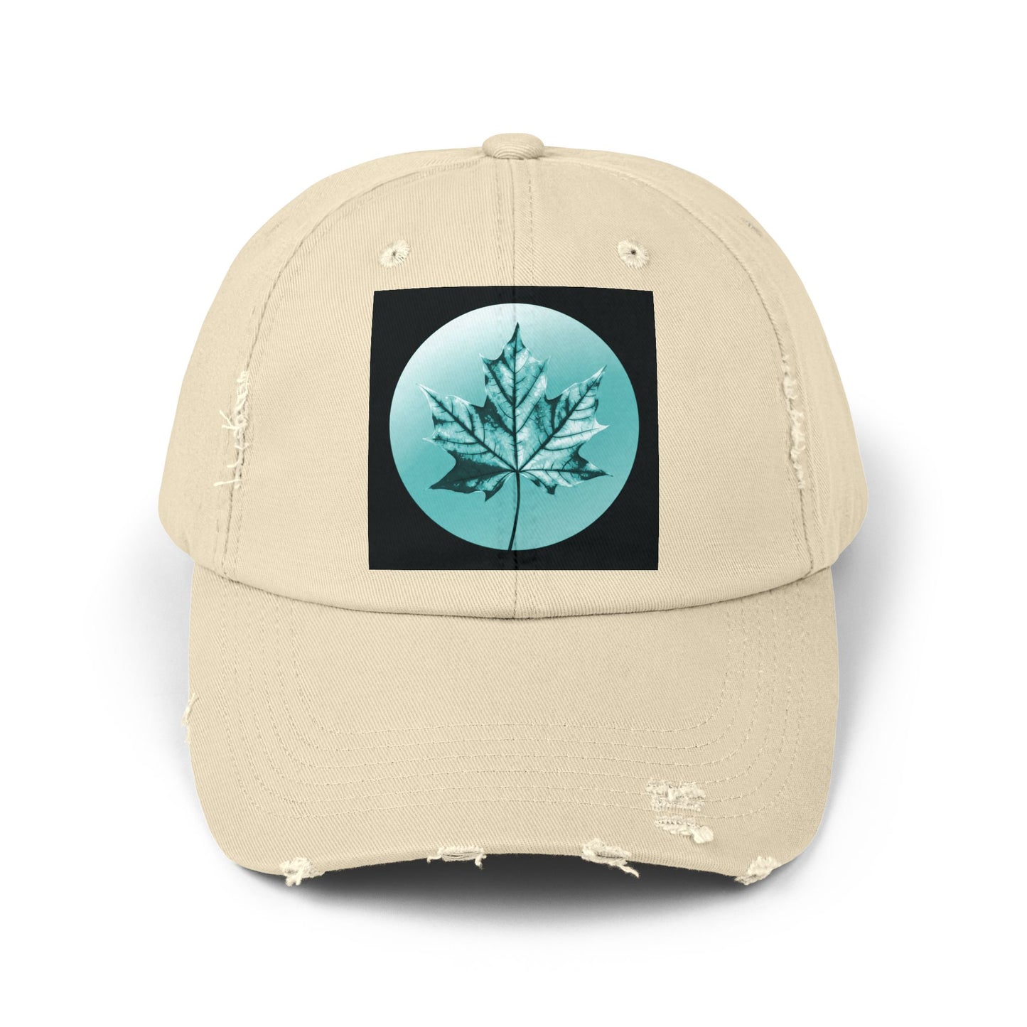 Tif Green Maple Leaf Unisex Distressed Cap