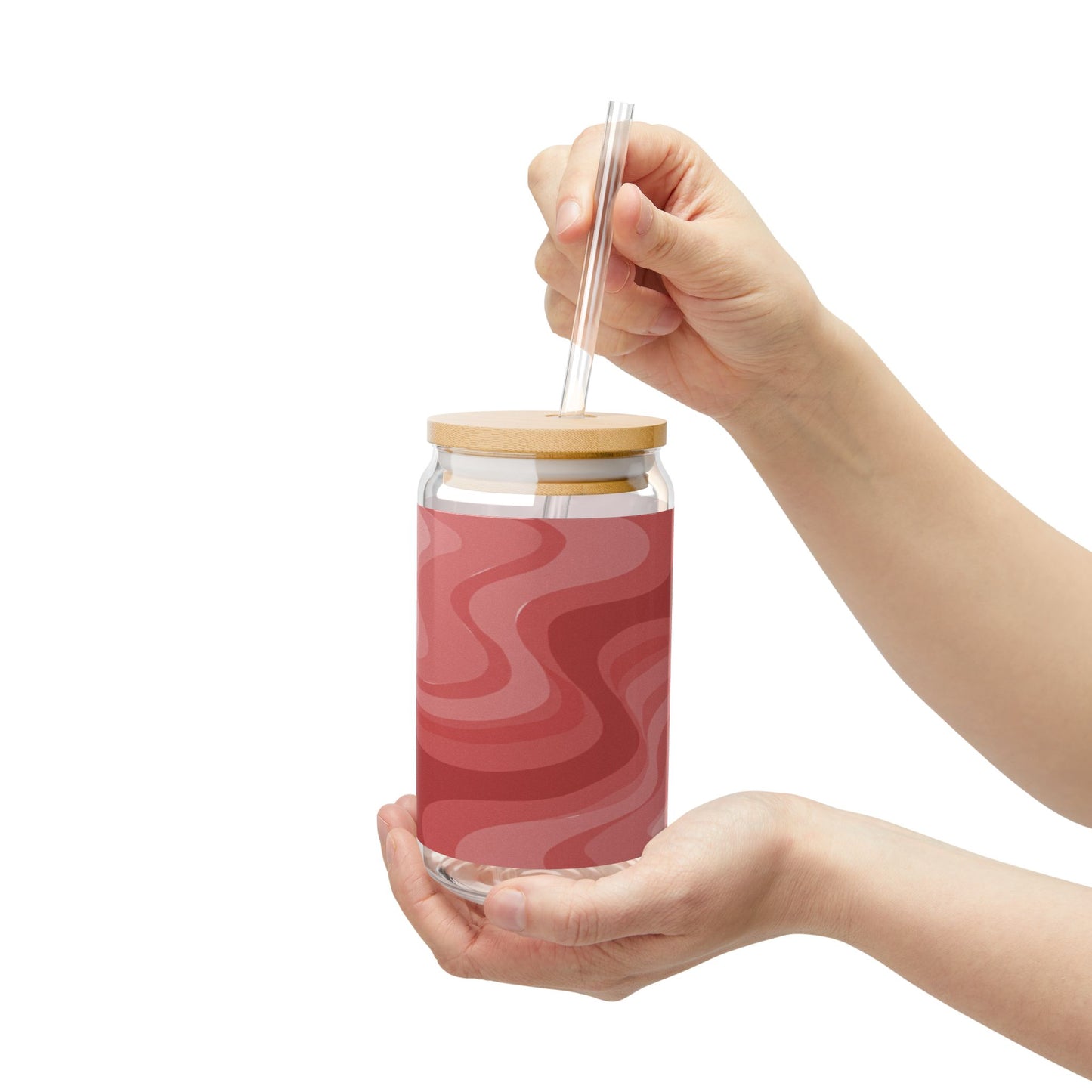 Power Red Wavey Sipper Glass, 16oz