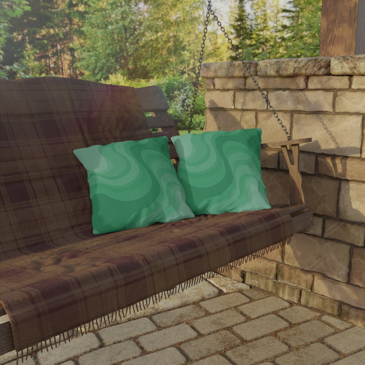 Mint Green Wavey 16" x 16" Outdoor Pillow