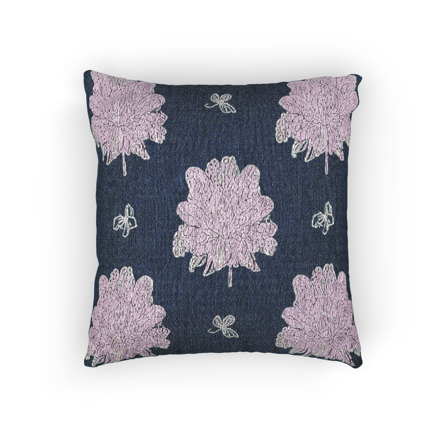 Purple White Floral Butterflies Woven Pillow, 17" x 18"