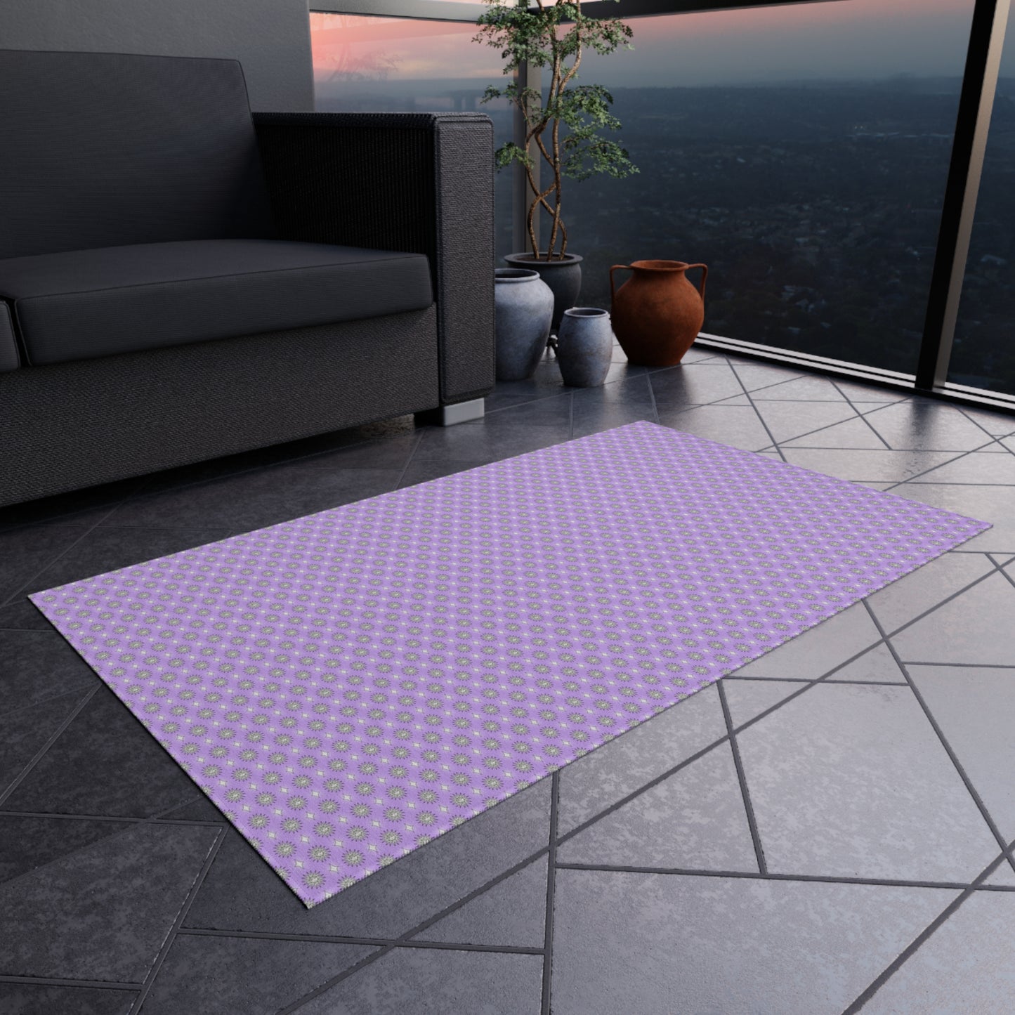 Lavender Star-crossed Bodies Outdoor Rug, 36" x 60"