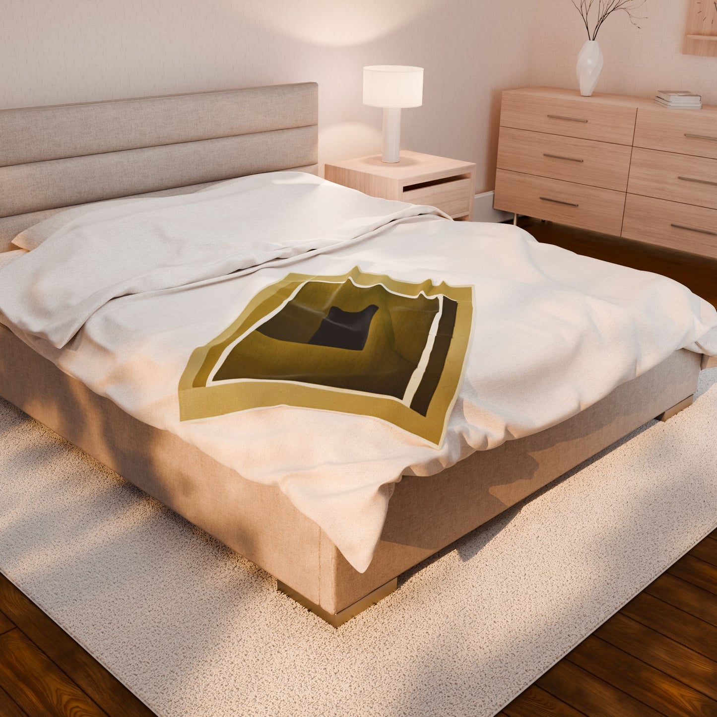 Tan Shadow Velveteen Plush Blanket, 30" x 40"