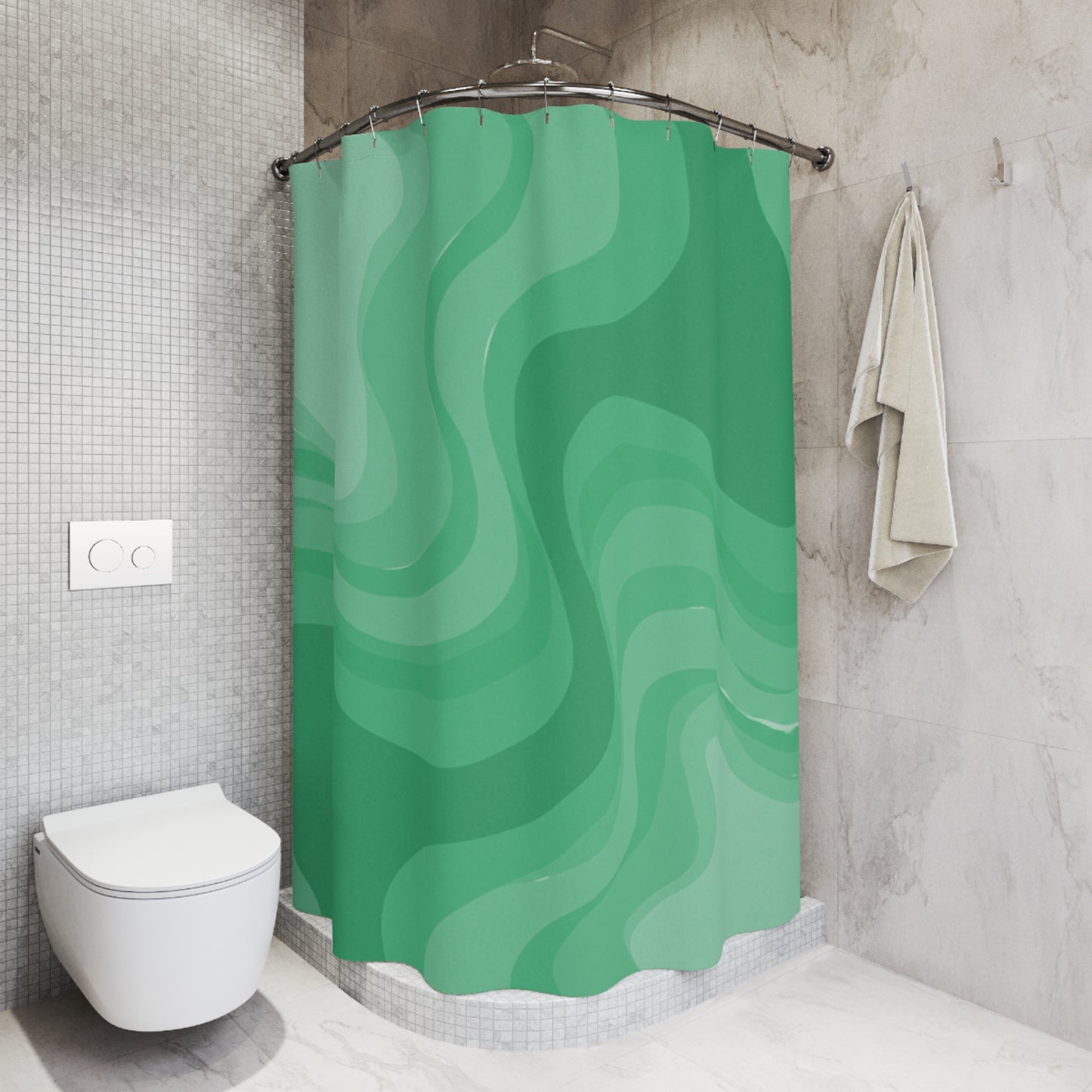 Mint Green Wavey Shower Curtains, 71" x 74"