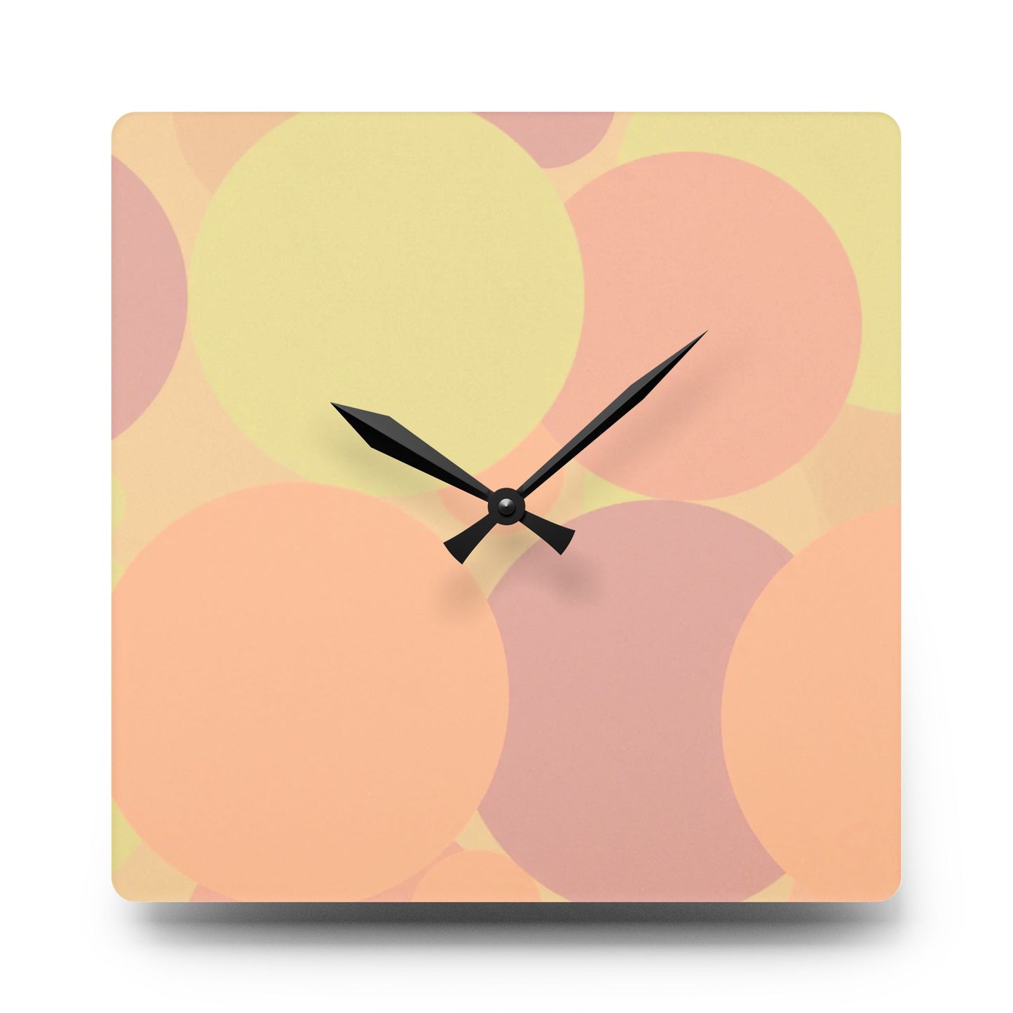 Pastel Hot Peach Patches Acrylic Wall Clock, Round or Square, 10.75" x 10.75"