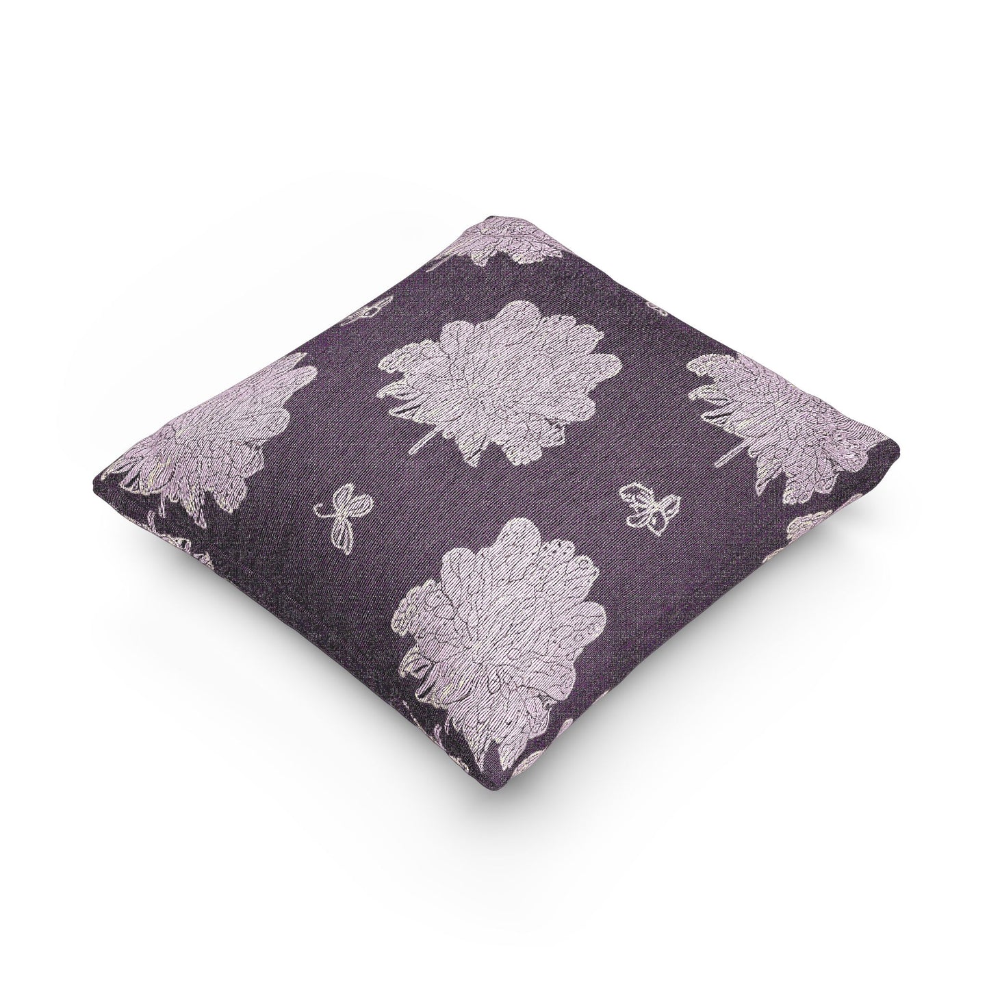 Magenta Floral Butterflies Woven Pillow, 17" x 18"