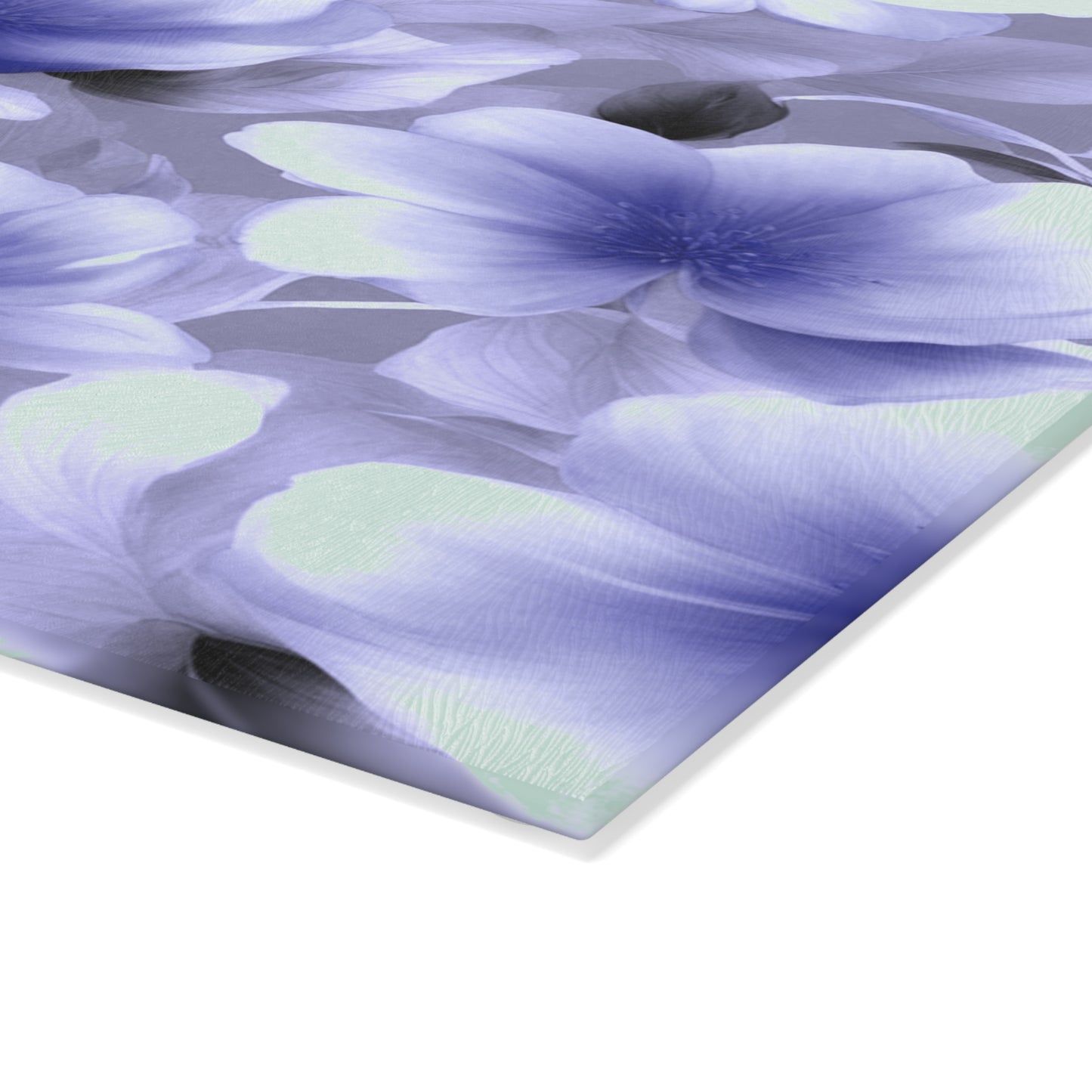Indigo Blossom Floral Bunch Glass Cutting Board, 8" x 11"