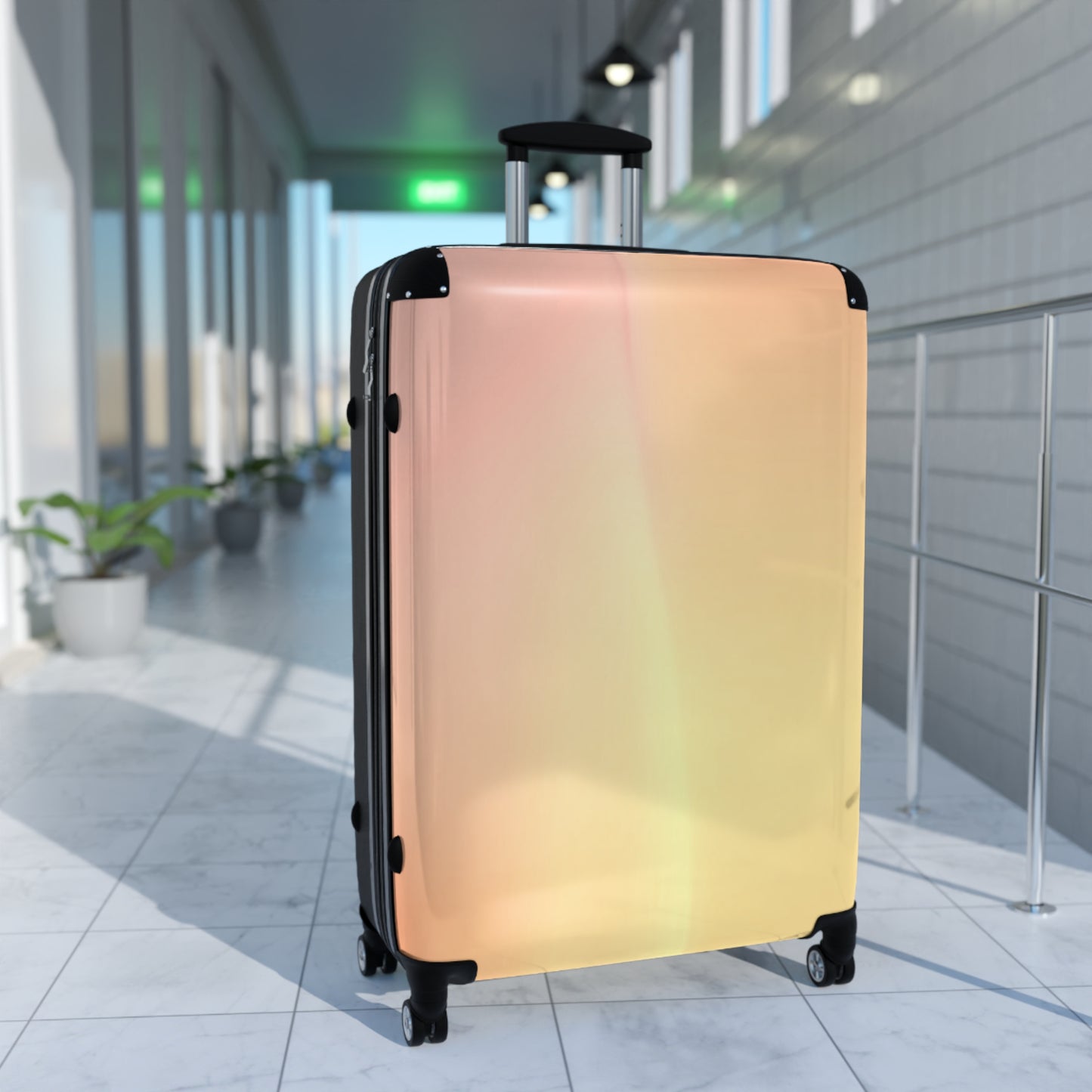 Hot Peach Large Suitcase with built in lock, 4 double-wheels, telescopic handle, and ABS back hard-shell