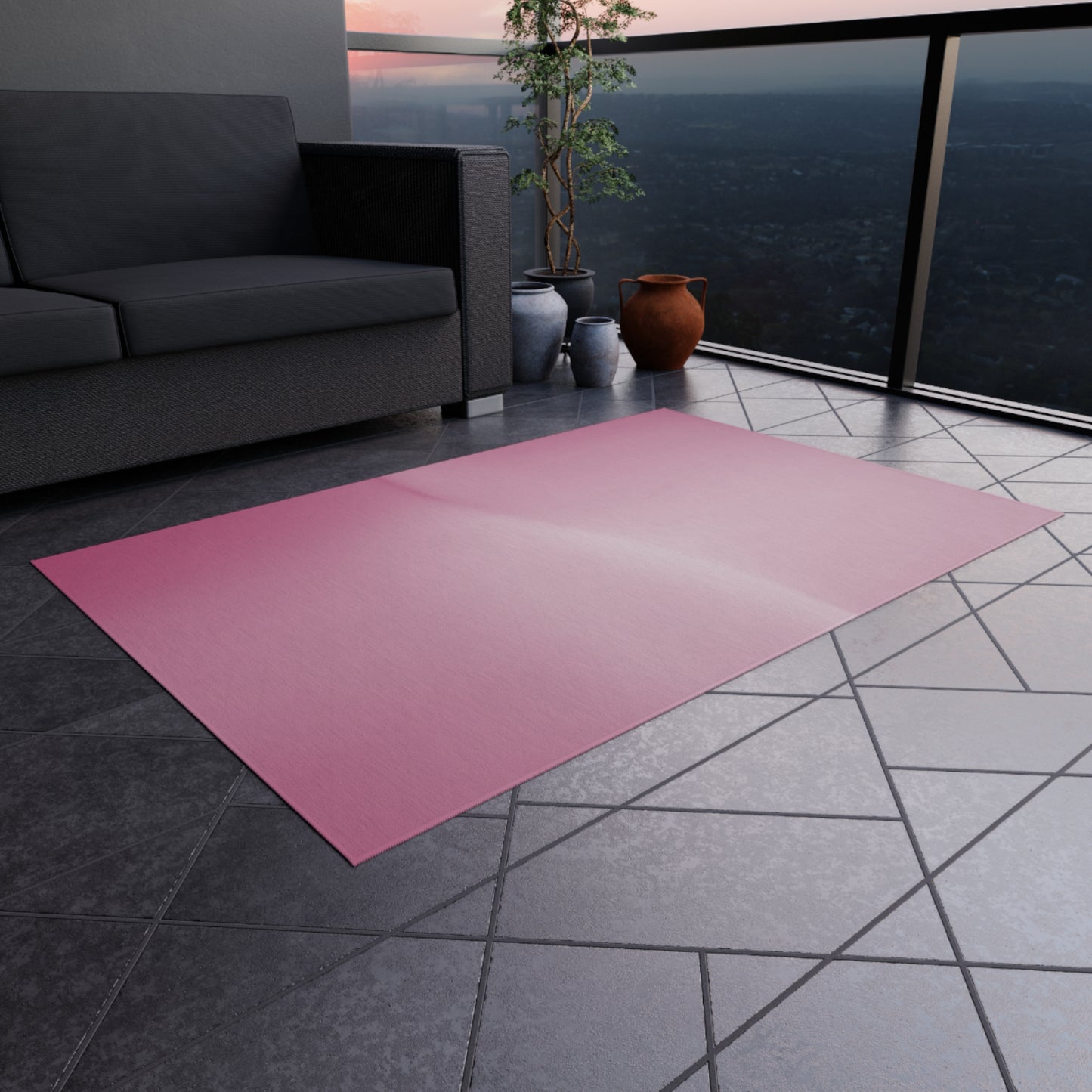 Pink Blush Fade Outdoor Rug, 36" x 60"